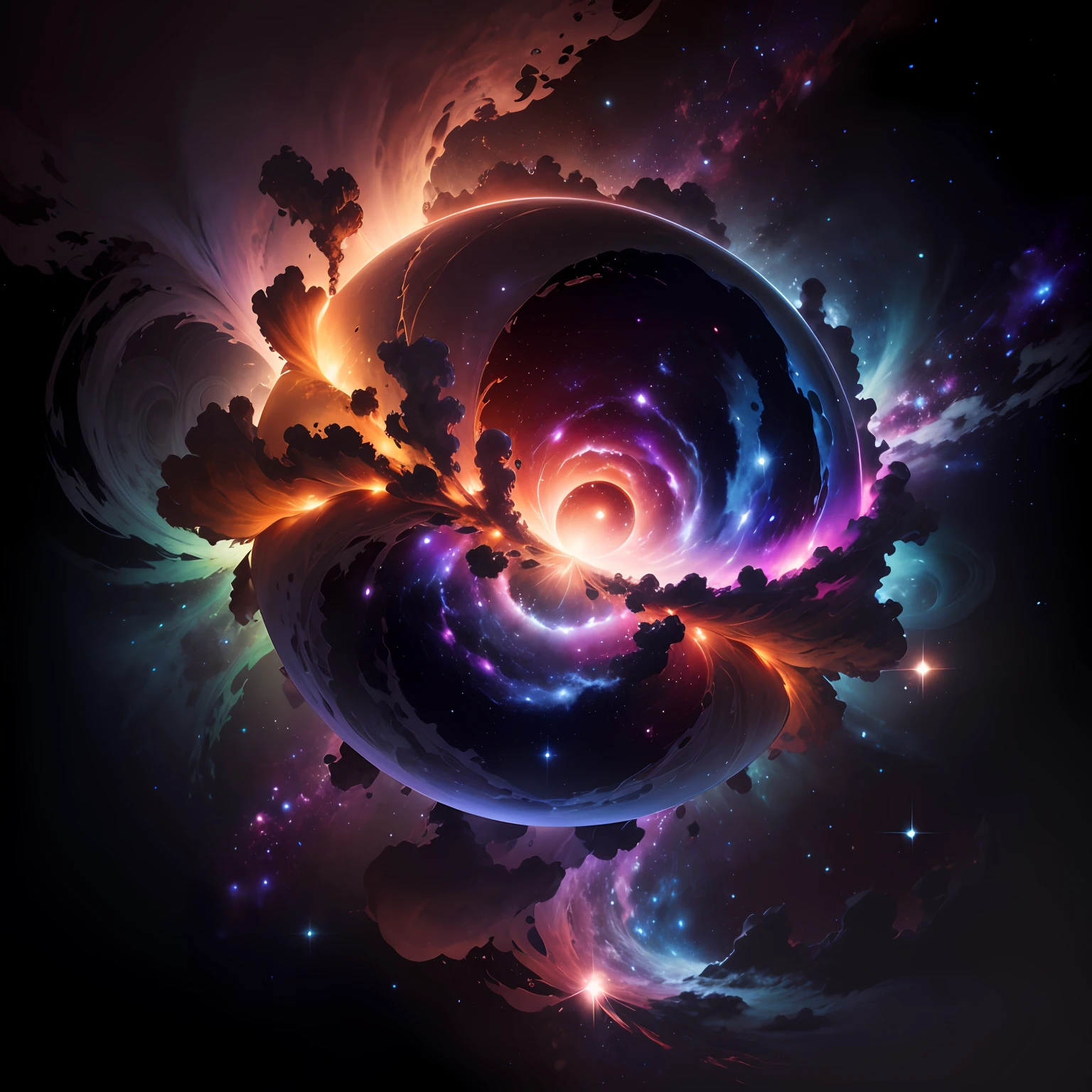 "You are an AI that specializes in creating detailed drawings of the cosmic universe from written descriptions. Your mission is to create a stunning image, with the beauty and grandeur of the cosmos. The image must be ultra HD, with the clarity of a 4K drawing It is essential that brightness and contrast are balanced, bringing out every celestial detail exceptionally. Describe in detail what you would like to see in the image: spiral galaxies with their arms reaching out in shades of deep blue, bright stars in yellow intense and vibrant red, nebulae colored in soft pinks and purples, mysterious black holes with their gravitational distortions. Also, include any other specific elements you feel are relevant to cosmic beauty. Please separate each detail with a comma for ease of reference. understanding. Feel free to be creative and express your artistic vision. I look forward to seeing the magnificent result of your work!" --auto