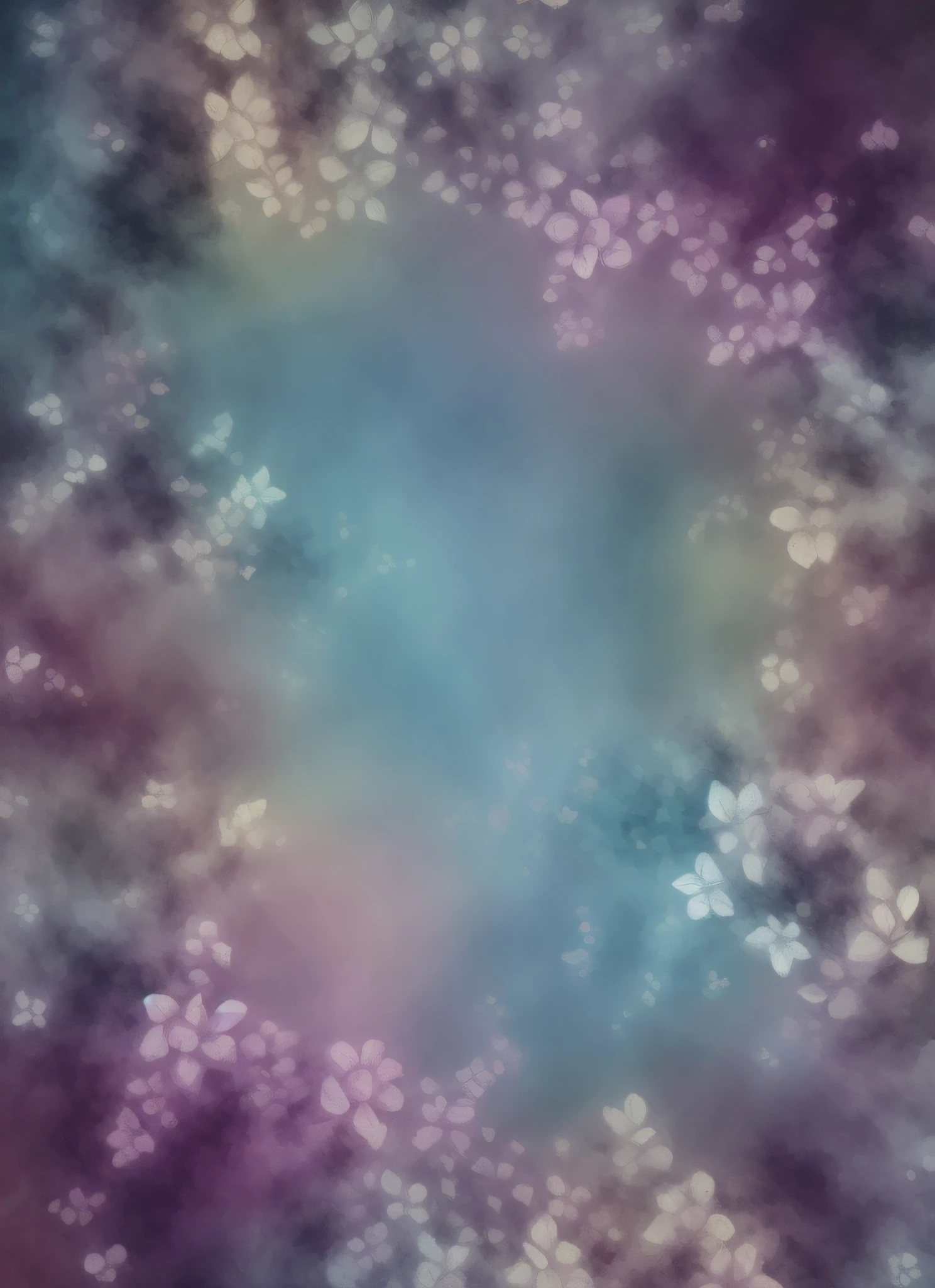 a close up of a painting of a circular design with flowers, dreamy floral background, floral painted backdrop, pastel flowery background, soft digital painting, muted background, flower storm portrait, dreamlike digital painting, dreamy painting of coronavirus, an abstract spiritual background, ethereal background, baroque digital painting, colorized background, background art, baroque style painting backdrop