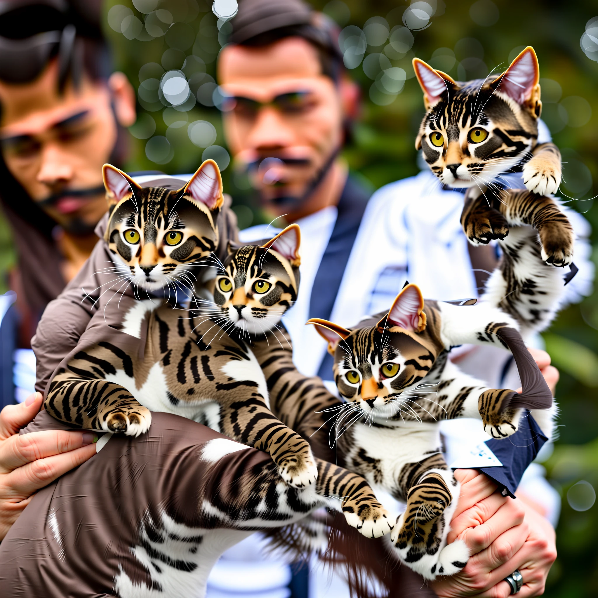 Martial arts fighter holding a cat --auto