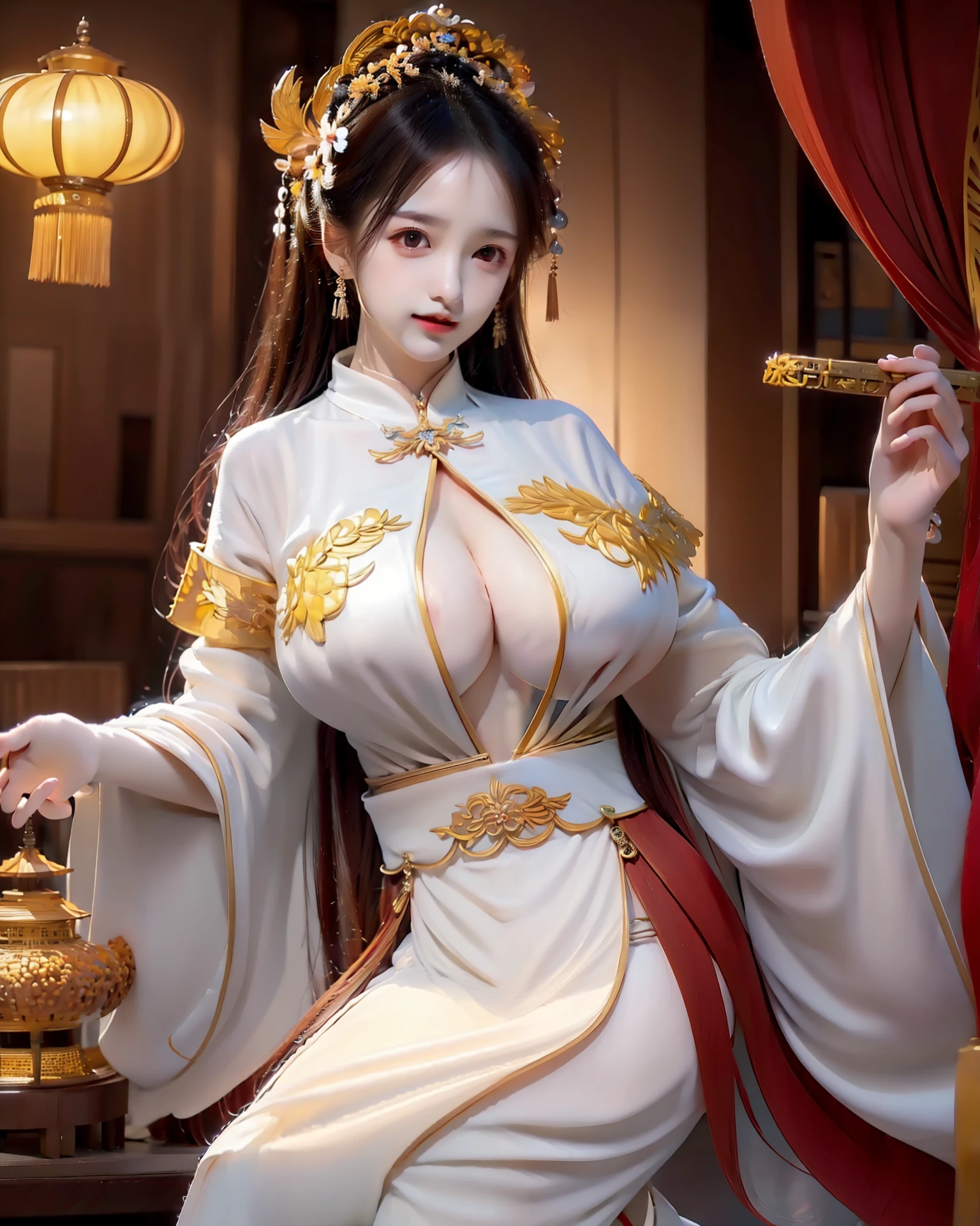 (8k, RAW photo:1.2),best quality, ultra high res,dramatic angle,(fluttered detailed color splashs), (illustration),(((1 girl))),(long hair),(rain:0.9),(hair ornament:1.4),there is an ancient palace beside the girl,chinese clothes,(focus on), color Ink wash painting,(color splashing),colorful splashing,(((colorful))),(sketch:0.8), Masterpiece,best quality, beautifully painted,highly detailed,(denoising:0.6),[splash ink],((ink refraction)), (beautiful detailed sky),moon,highly,detaild,(masterpiece, best quality, extremely detailed CG unity 8k wallpaper,masterpiece, best quality, ultra-detailed),(Lycoris radiata), delicate face, 20-year-old kpop idol cyborg girl, white&red(carbon fiber high leg cut leotard), {{angled bob}}, (big breasts:1.25), (mechanical joint), bangs, attractive curves, mid pelvis, seaside, standing posture, beach, glowing skin, ((puffyareolas)), (standing), dynamic pose, spread legs, (camel toe, cameltoe, vulvashaped:1.275), cyberpunk, sci-fi, (upper body:1.275), (8k, RAW photo, best quality, masterpiece: 1.47), (nsfw:1.35)