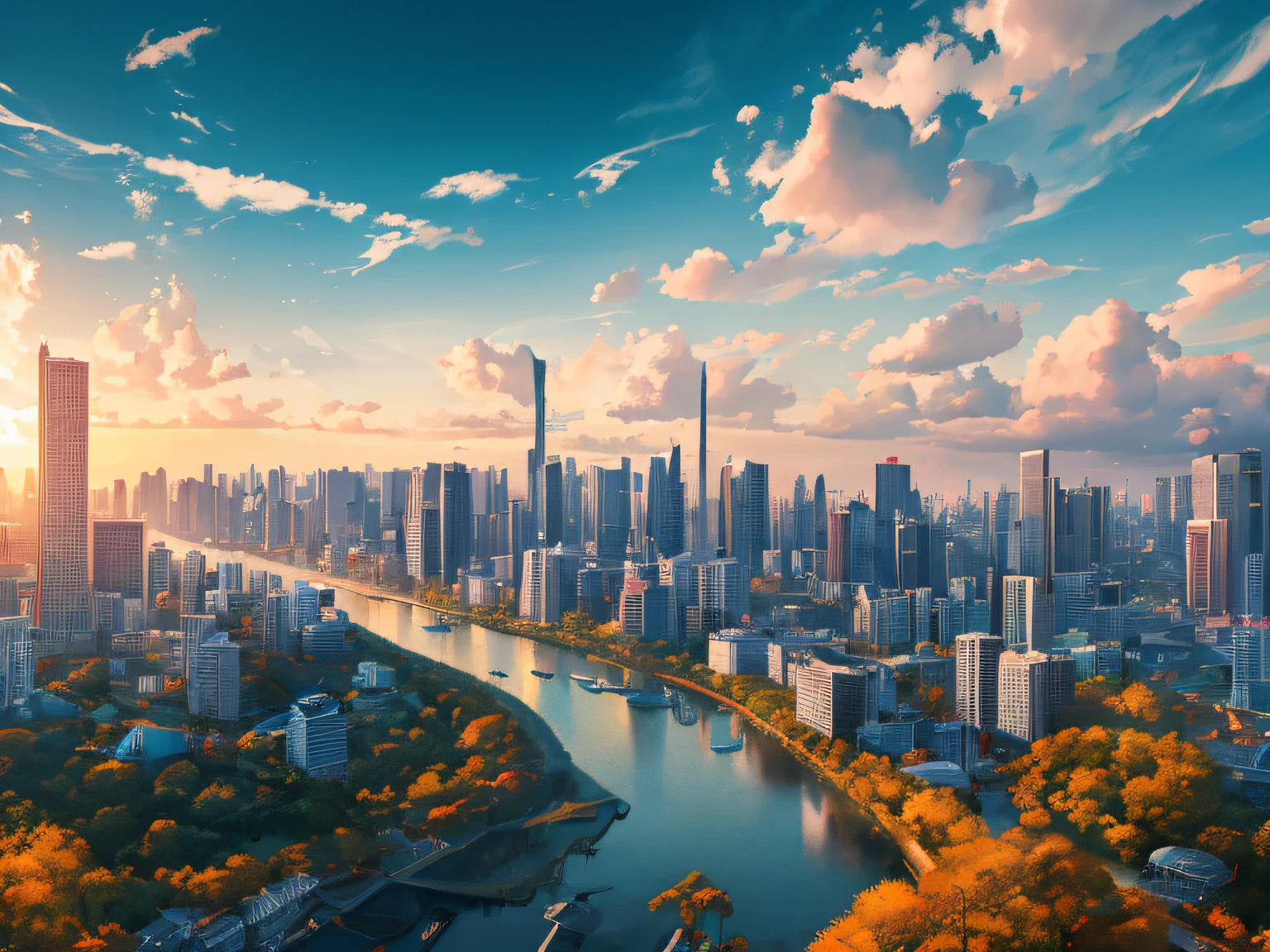 Extremely detailed CG Unity 8K wallpaper, masterpiece, best picture quality, ultra-high detail illustration, new energy, poster, high-rise background, sunlight, green energy, floating feeling, high resolution, clouds, wide-angle lens --auto
