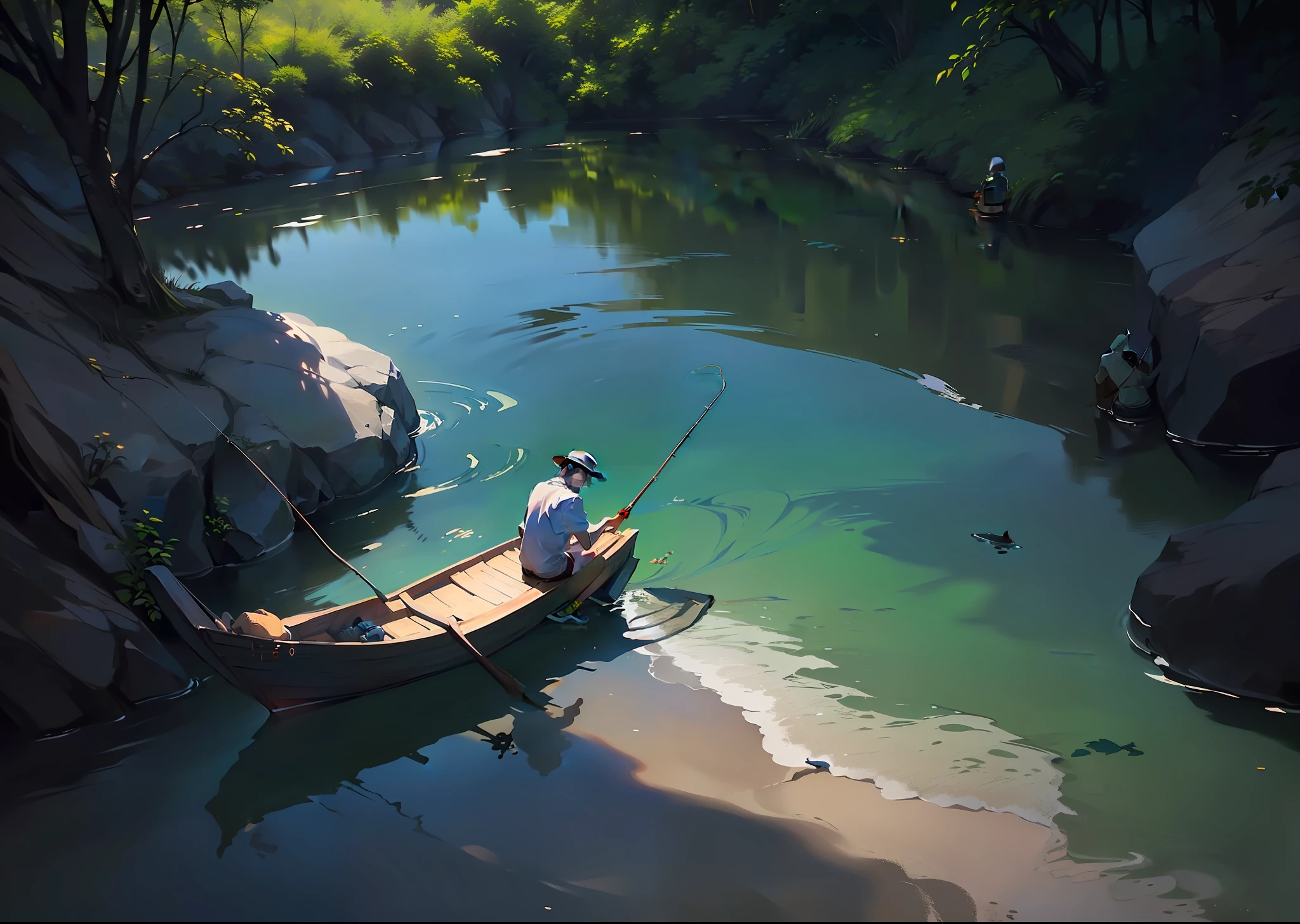 Old man fishing, 4d