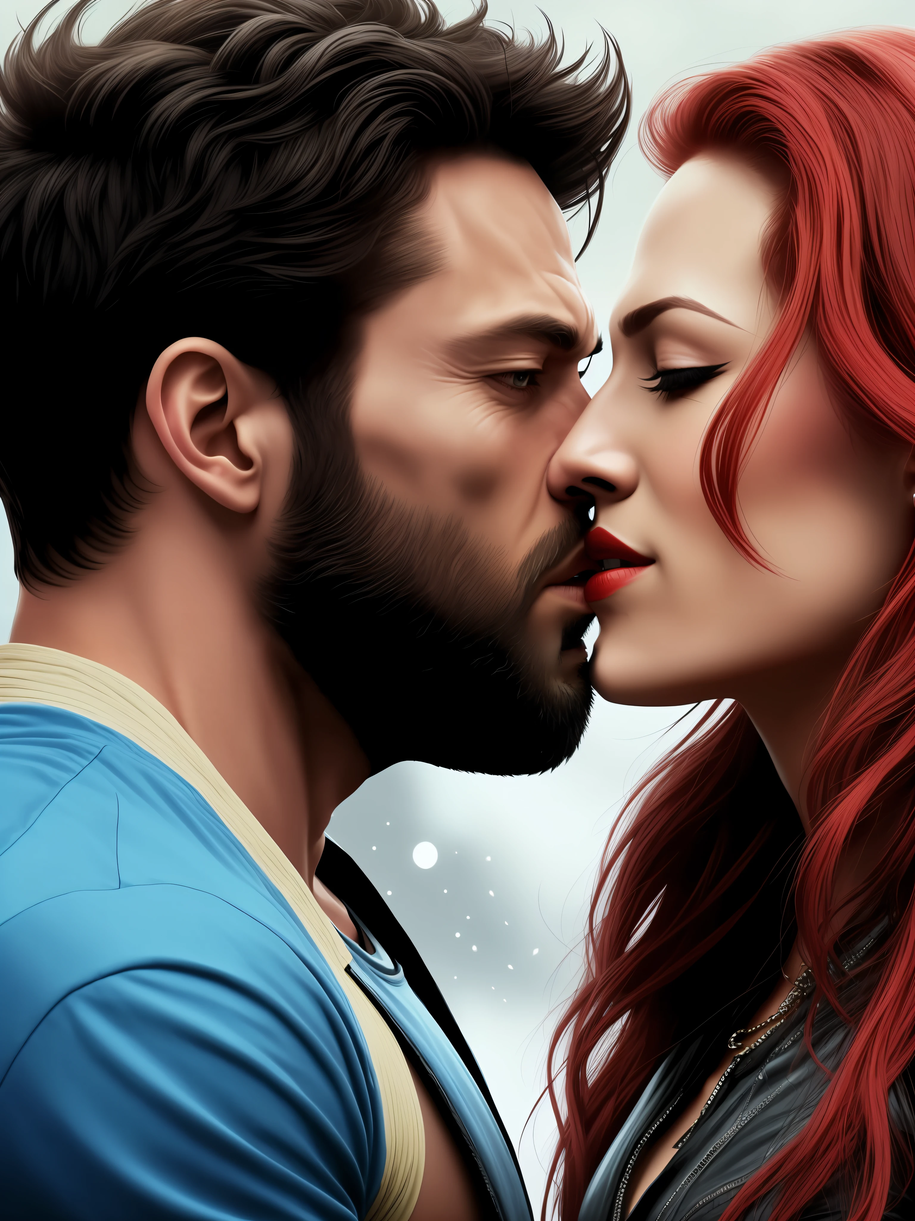 Wolverine kissing Mystique