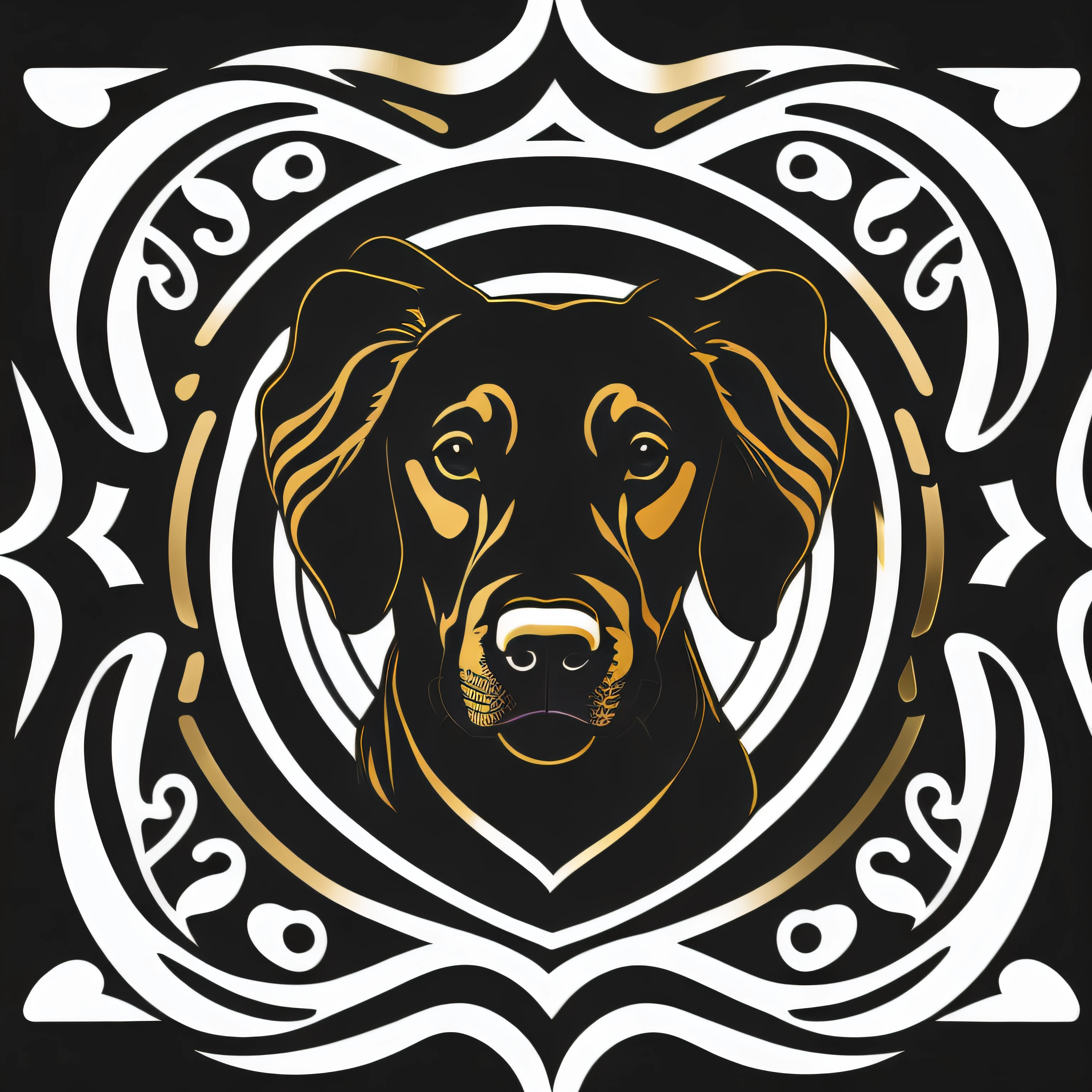 An image representing a mid-journey prompt for the logo design of a company that supplies home protection dogs, specializing in highly trained Dobermans, German Shepherds, and other breeds known for advanced obedience and personal protection. The logo should be designed to be showcased on a dark or black background, utilizing prominent colors such as white and gold to create visual impact. It should convey a sense of strength, reliability, and security, while also reflecting the elegance and sophistication associated with high-quality protection dogs. The design may incorporate silhouettes or stylized depictions of the chosen dog breeds, highlighting their distinctive features and noble presence. And then, a quotation marks t-shirt design graphic, Vector, contour, white background.