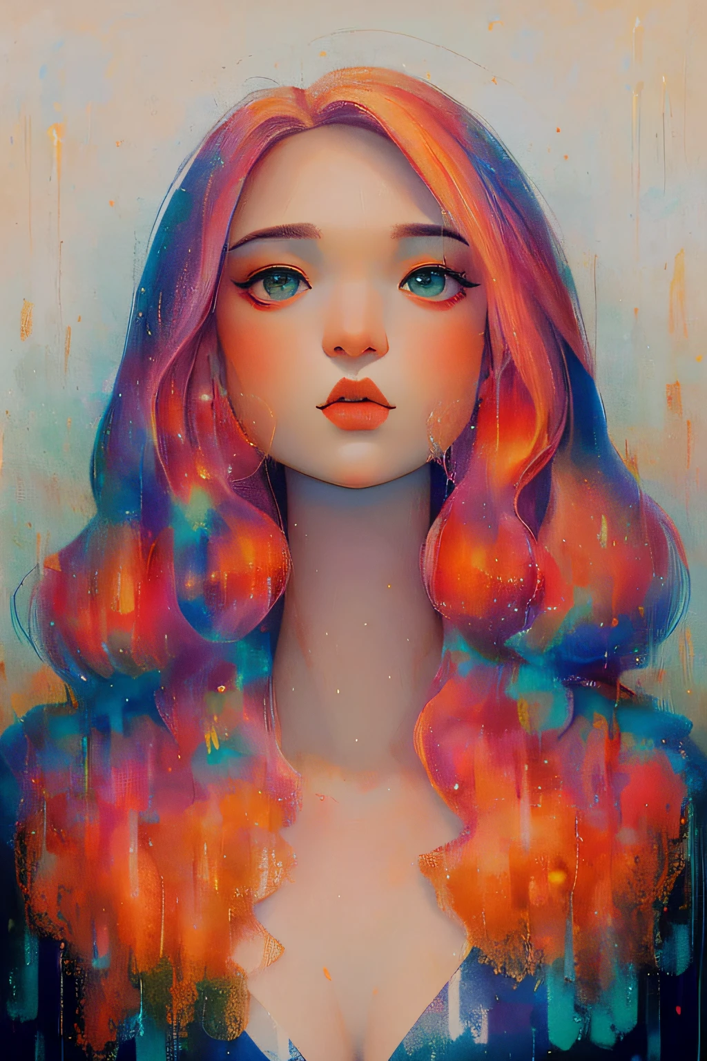 1girl, a painting by mse a woman by agnes cecile, luminous design, pastel colours, ink drips, autumn lights