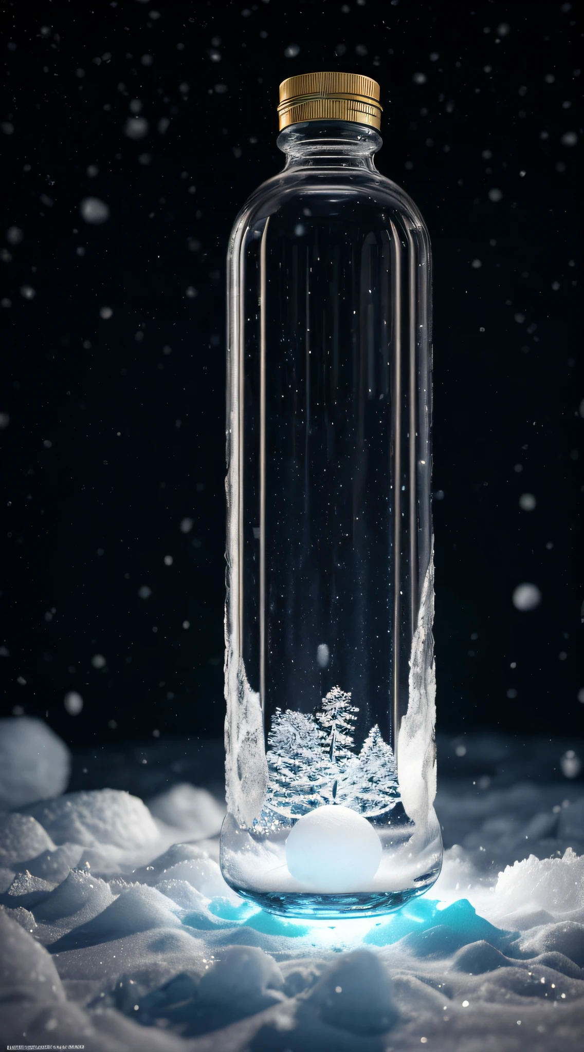 glass bottle, winter landscape of snowball Nelapland, Northern Lights, transparent data visualization, art station trends, Tom Bagshaw and Seb McKinnon, ultra detailed, ultra-realistic, film, dramatic lighting, volumetric lighting, 150mm, octane rendering, realistic, noise reduction, photo with Hasselblad H3DII