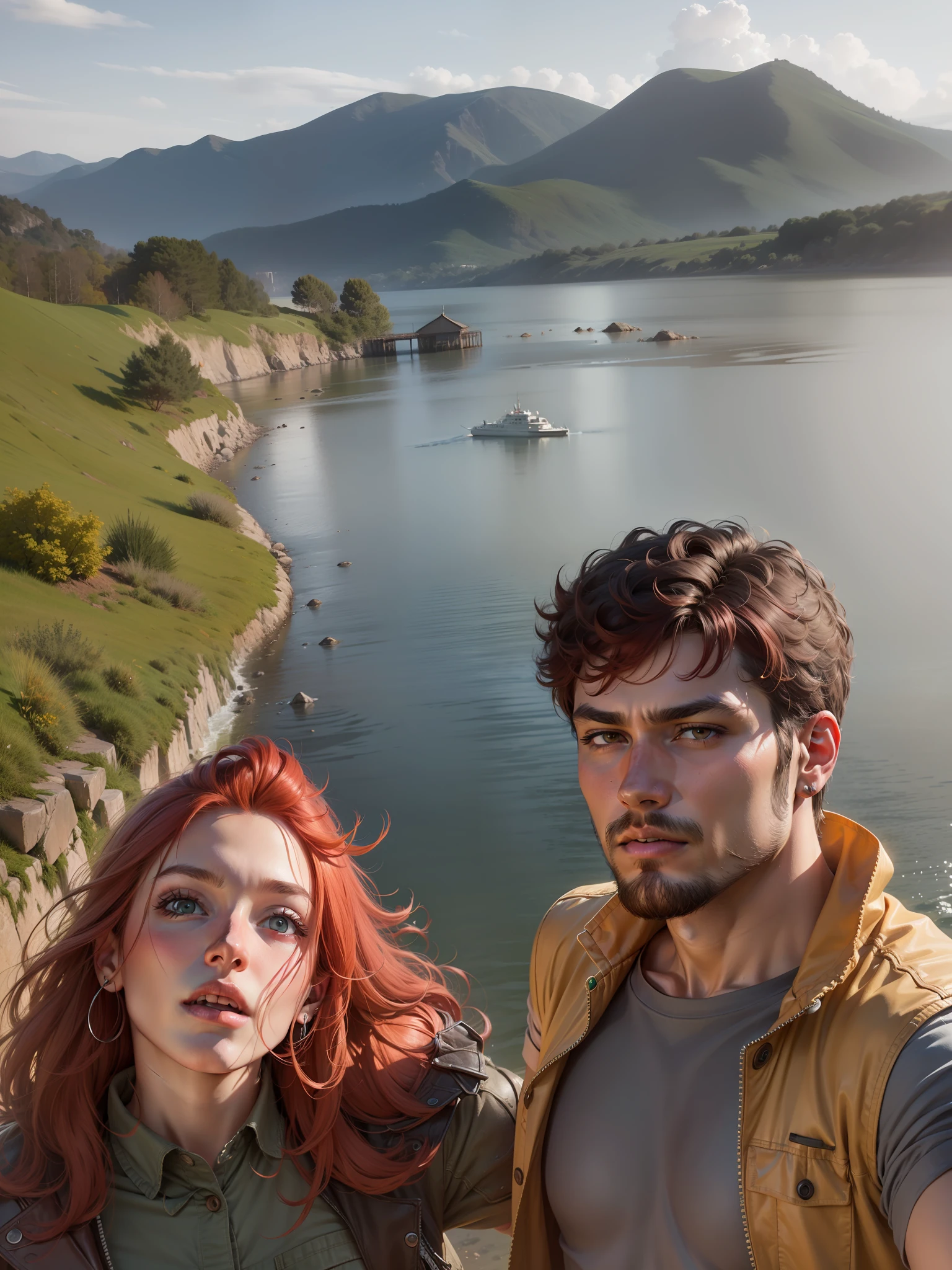 Realistic image with red hair and brown eyes