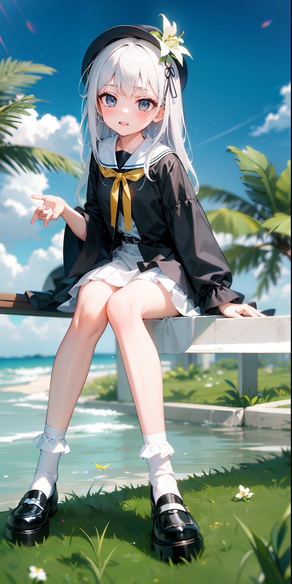 咒语(Prompt): ankle_socks,black_dress,black_footwear,blurry,blurry_foreground,bobby_socks,bush,day,depth_of_field,dress,flower,frilled_skirt,grass,high_heels,loafers,lower_body,mary_janes,multiple_girls,outdoors,plant,shoes,sitting,skirt,socks,tree,white_legwear
Model: 日漫, CFG scale: 7
