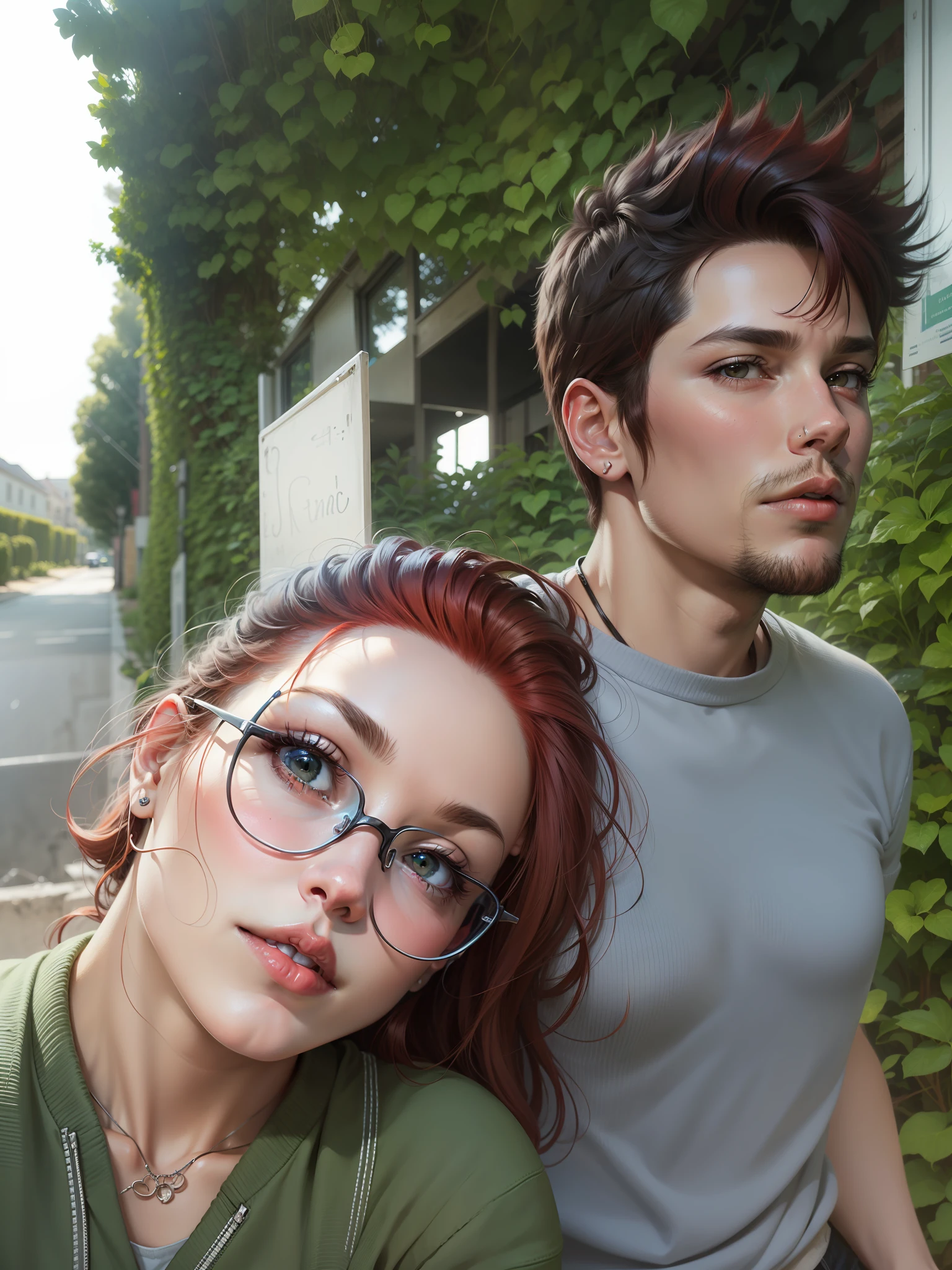 Realistic image with red hair and brown eyes