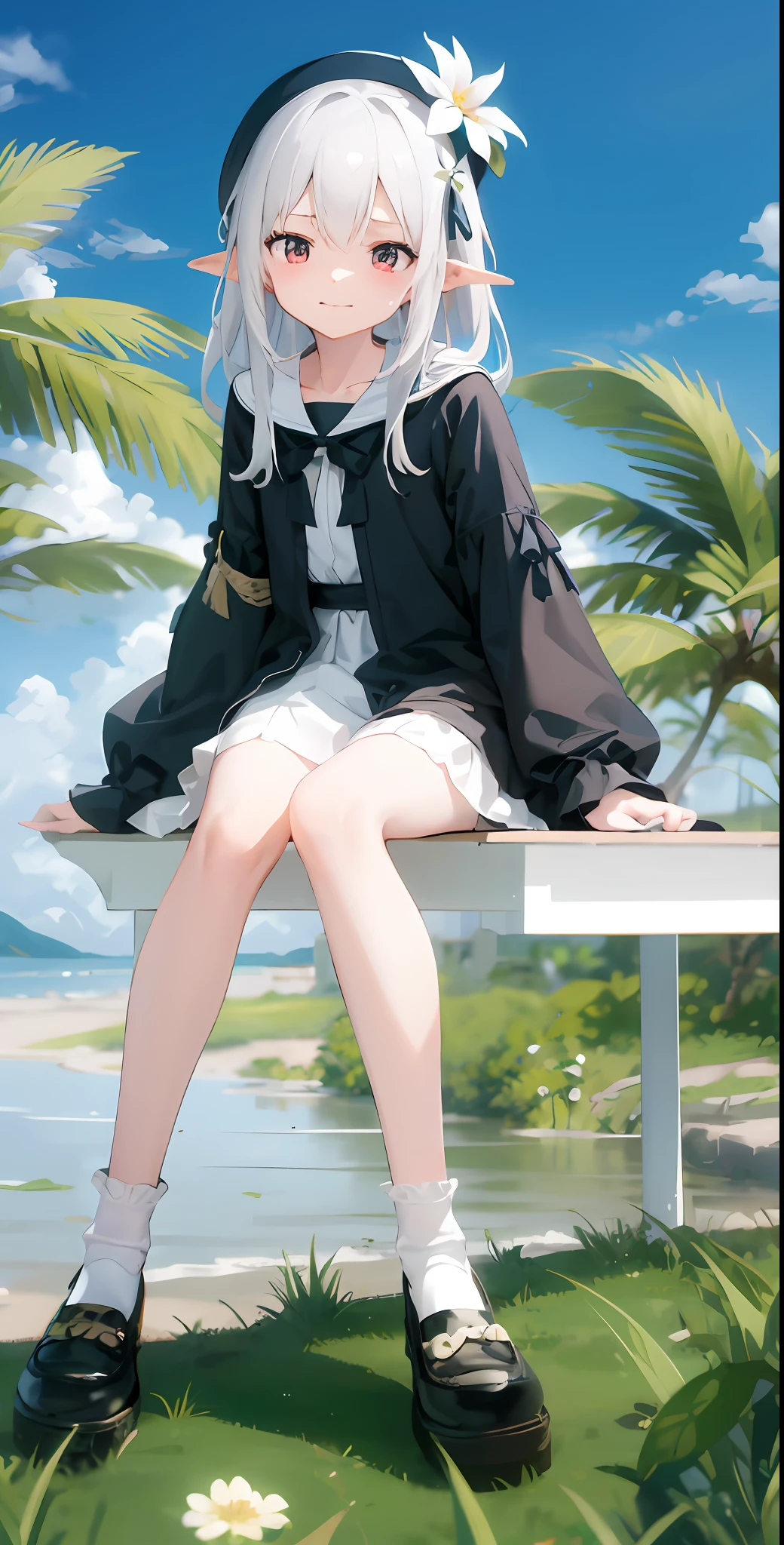 咒语(Prompt): ankle_socks,black_dress,black_footwear,blurry,blurry_foreground,bobby_socks,bush,day,depth_of_field,dress,flower,frilled_skirt,grass,high_heels,loafers,lower_body,mary_janes,multiple_girls,outdoors,plant,shoes,sitting,skirt,socks,tree,white_legwear
Model: 日漫, CFG scale: 7