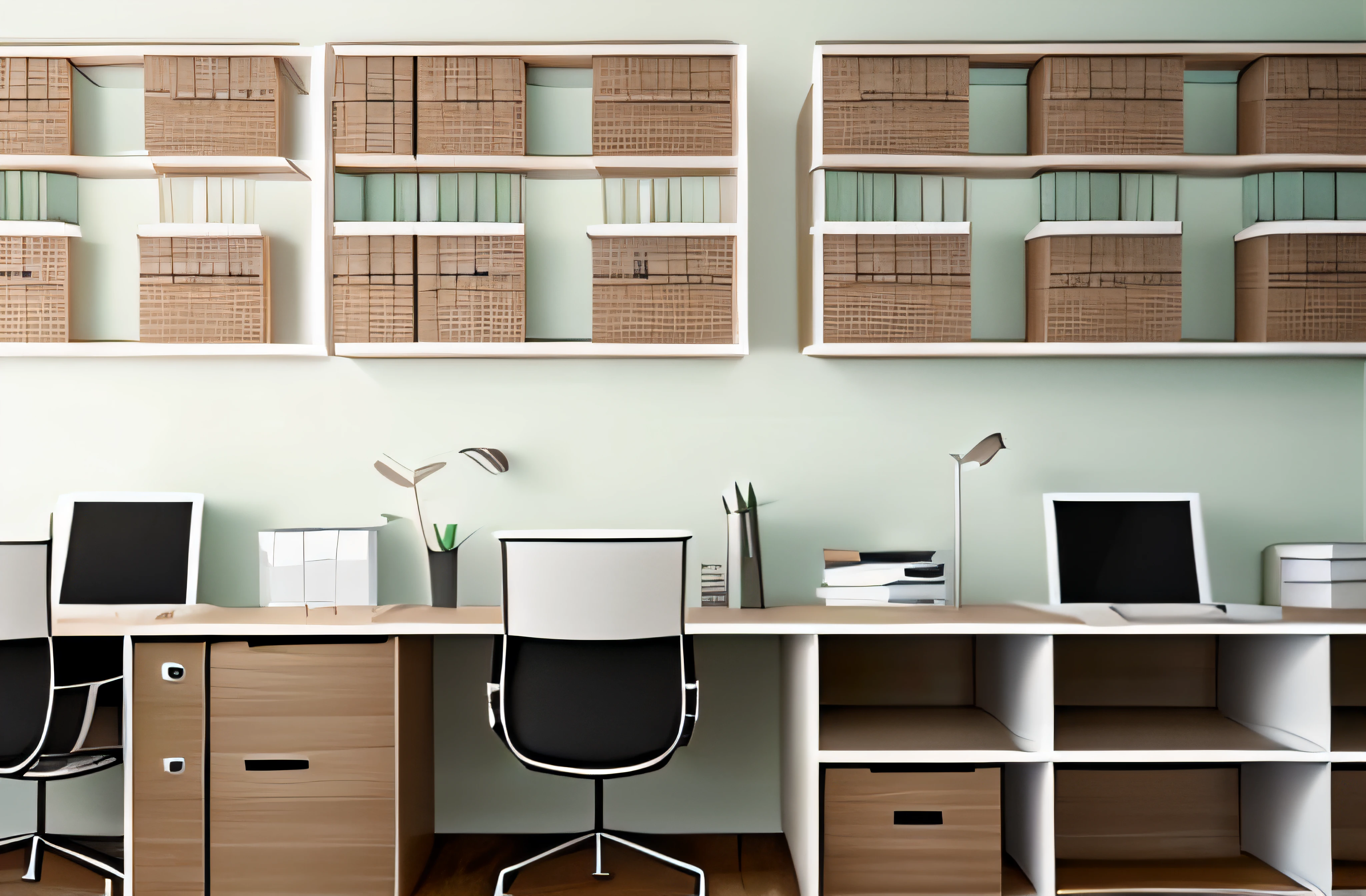 Inside the office Behind looking for materials Documents are neatly arranged Materials on the wall Stylish atmosphere --auto