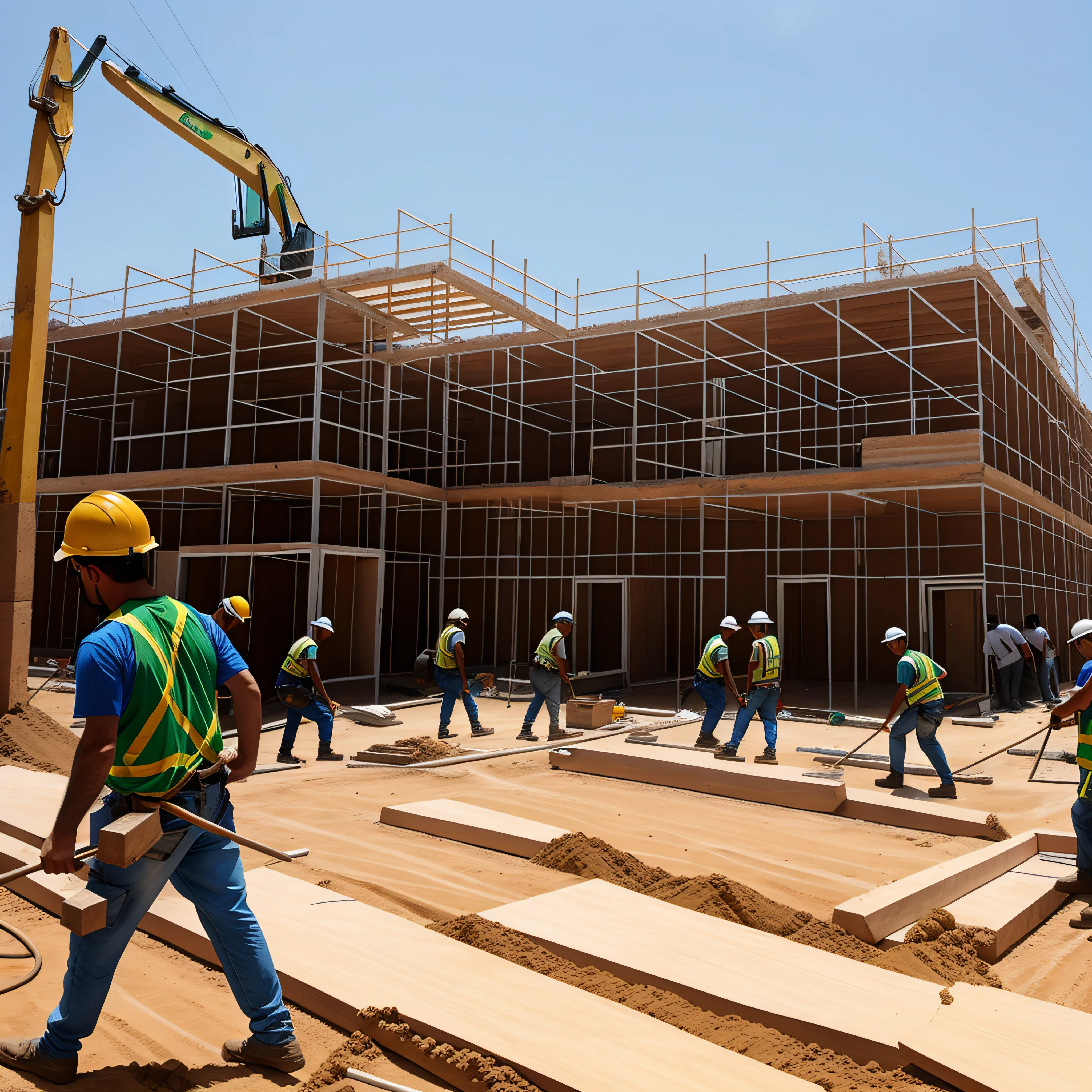 Brazilian masons working on a construction site.