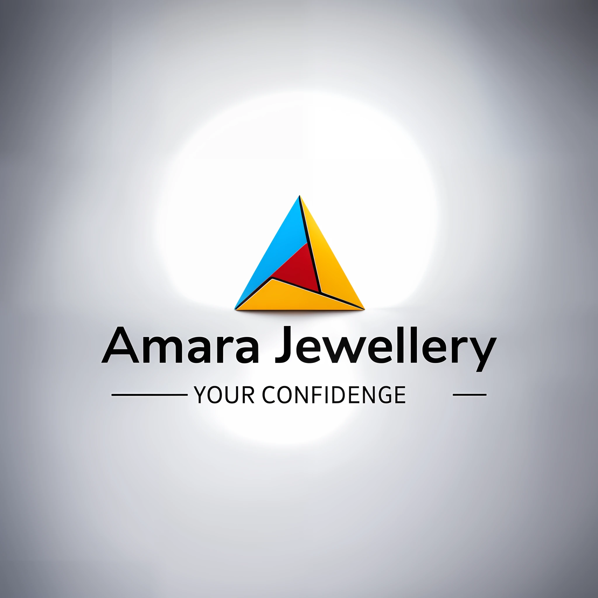 A 3D golden logo among lots of ruby and sapphire