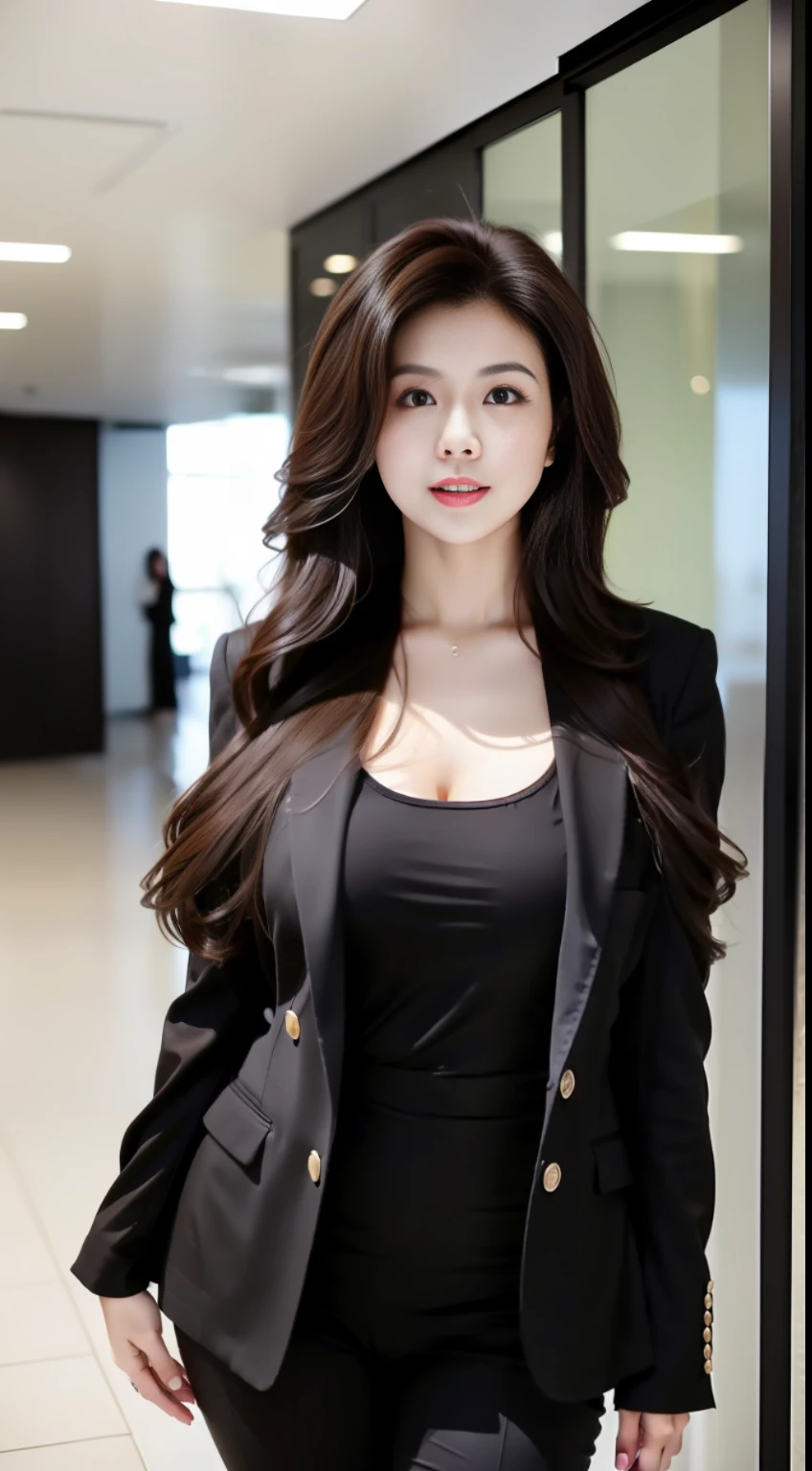 Allafard asian woman posing in black small suit in business office building, full body, gorgeous young korean woman, beautiful korean woman, beautiful young korean woman, korean girl, sexy girl, beautiful asian girl, gorgeous chinese model, asian girl with long hair, beautiful girl model, korean woman, sunny and slim girl model photos, beautiful asian woman