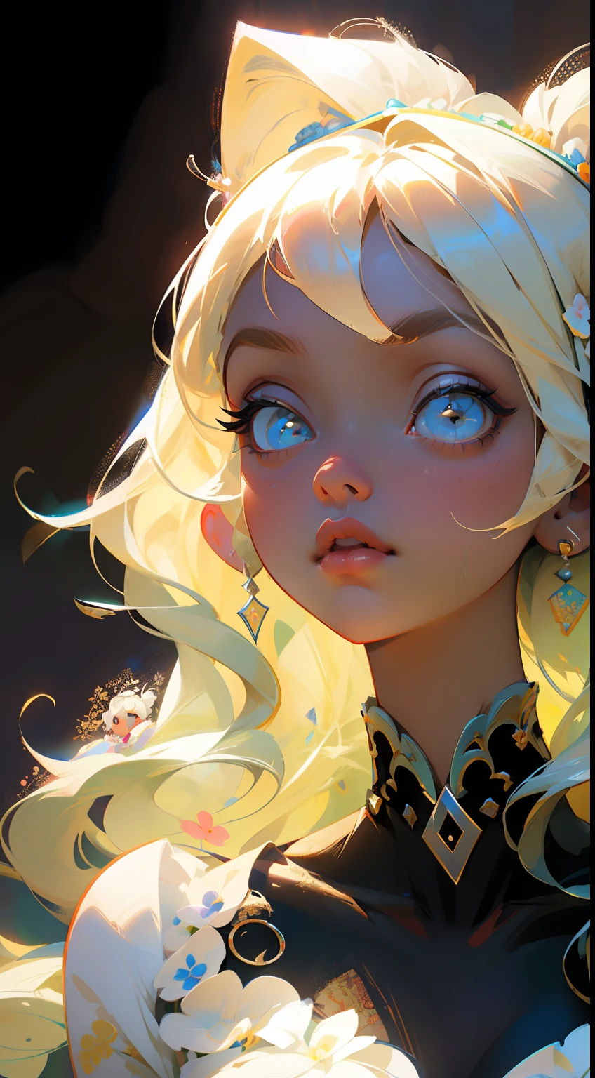 Dolls in fashionable clothes, soft and comfortable cotton tops, tops with many intricate decorations, flower decorations, big eyes, long eyelashes, thick lips, full body portrait