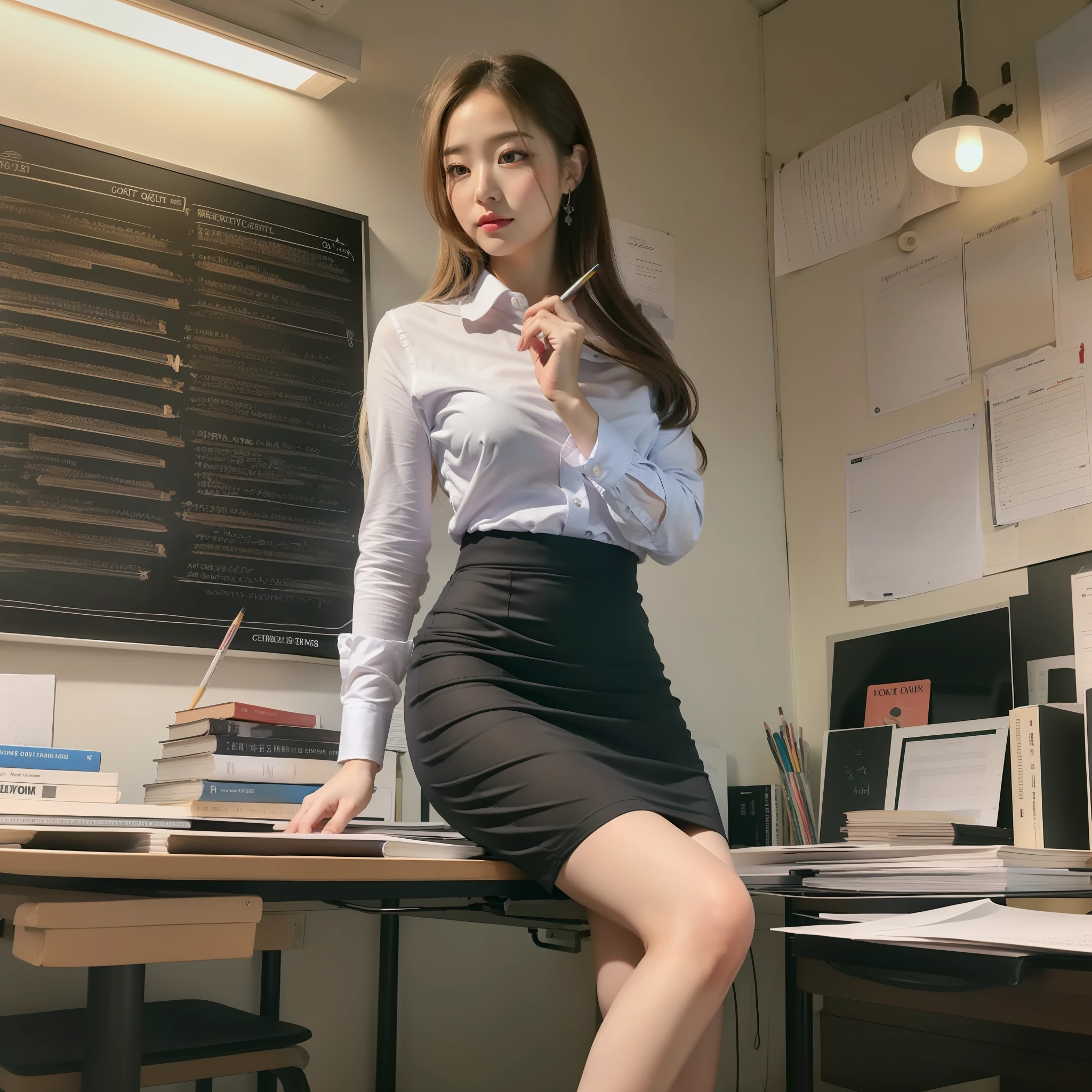 best quality,masterpiece,1girl,office girl,pencil skirt,sitting
