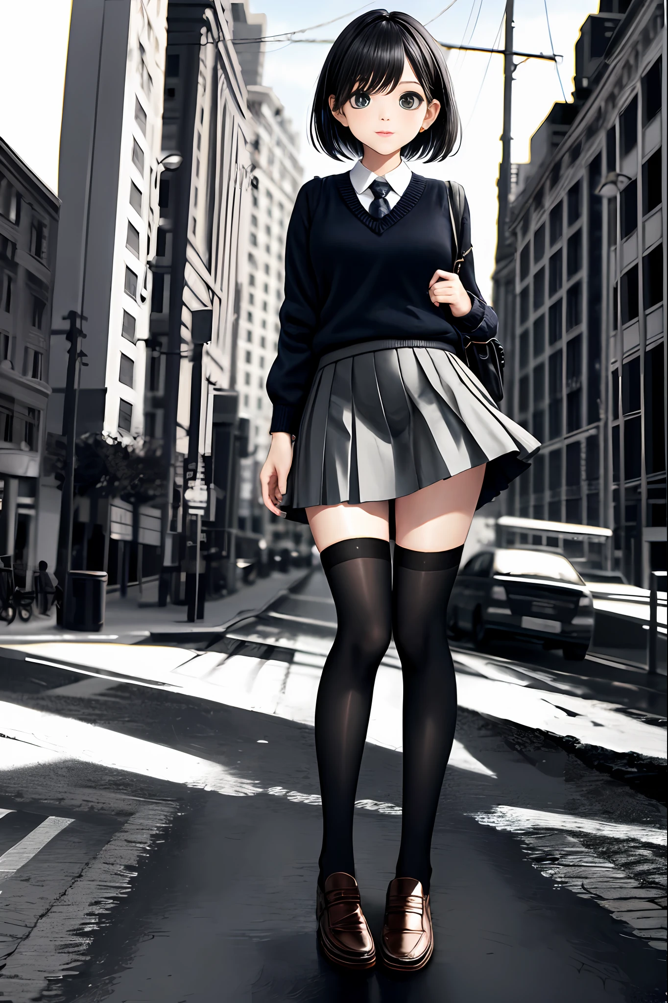 1girl, (8k, RAW photo, best quality, masterpiece:1.2), (realistic, photo-realistic:1.37), solo,ultra-detailed,pantyhose, long shot, beautiful background,,shirt,skirt, .