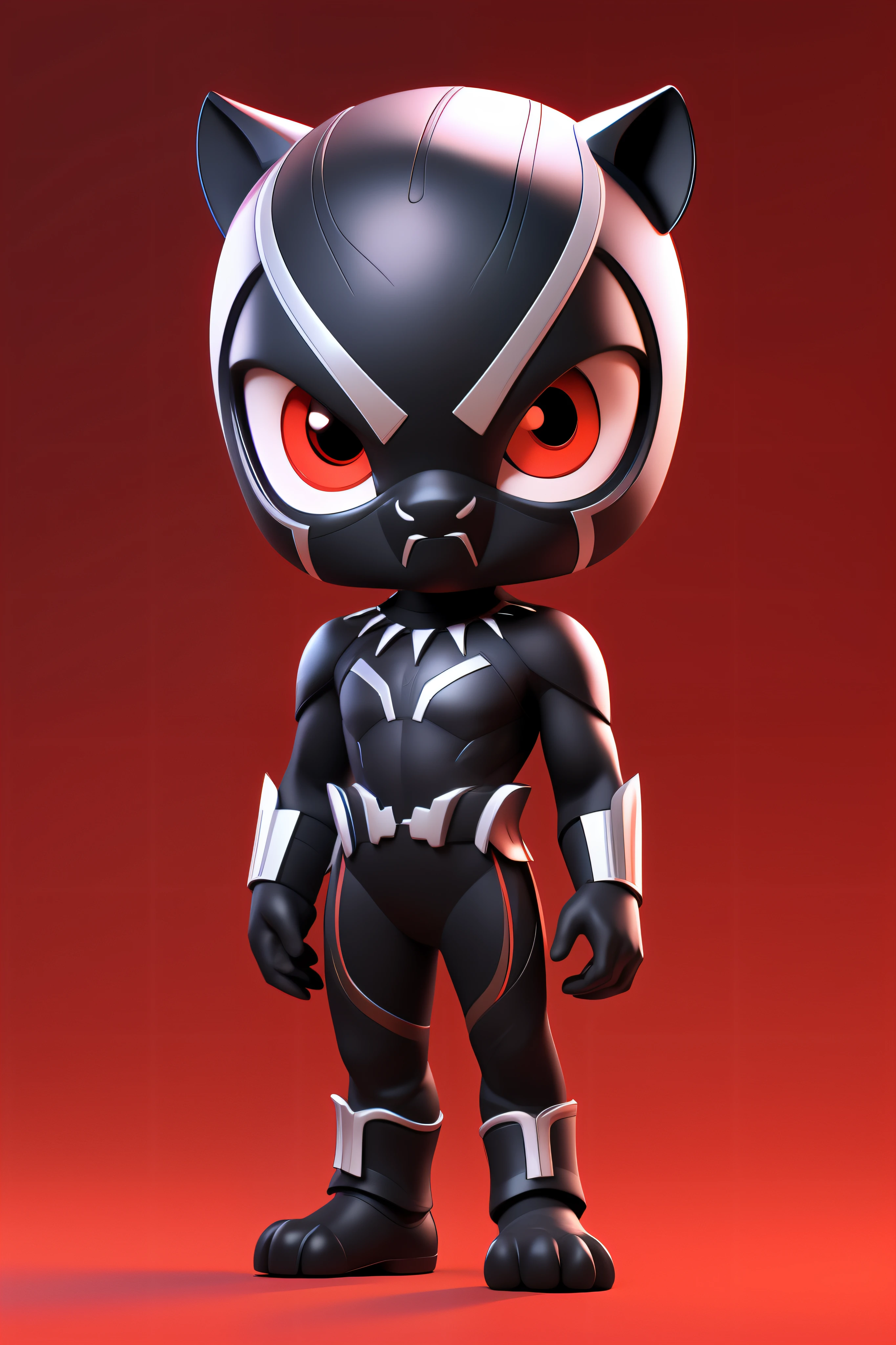 3dcharacter,black panther,(full body:1.2),simple background, masterpiece,best quality,(red gradient background:1.1)