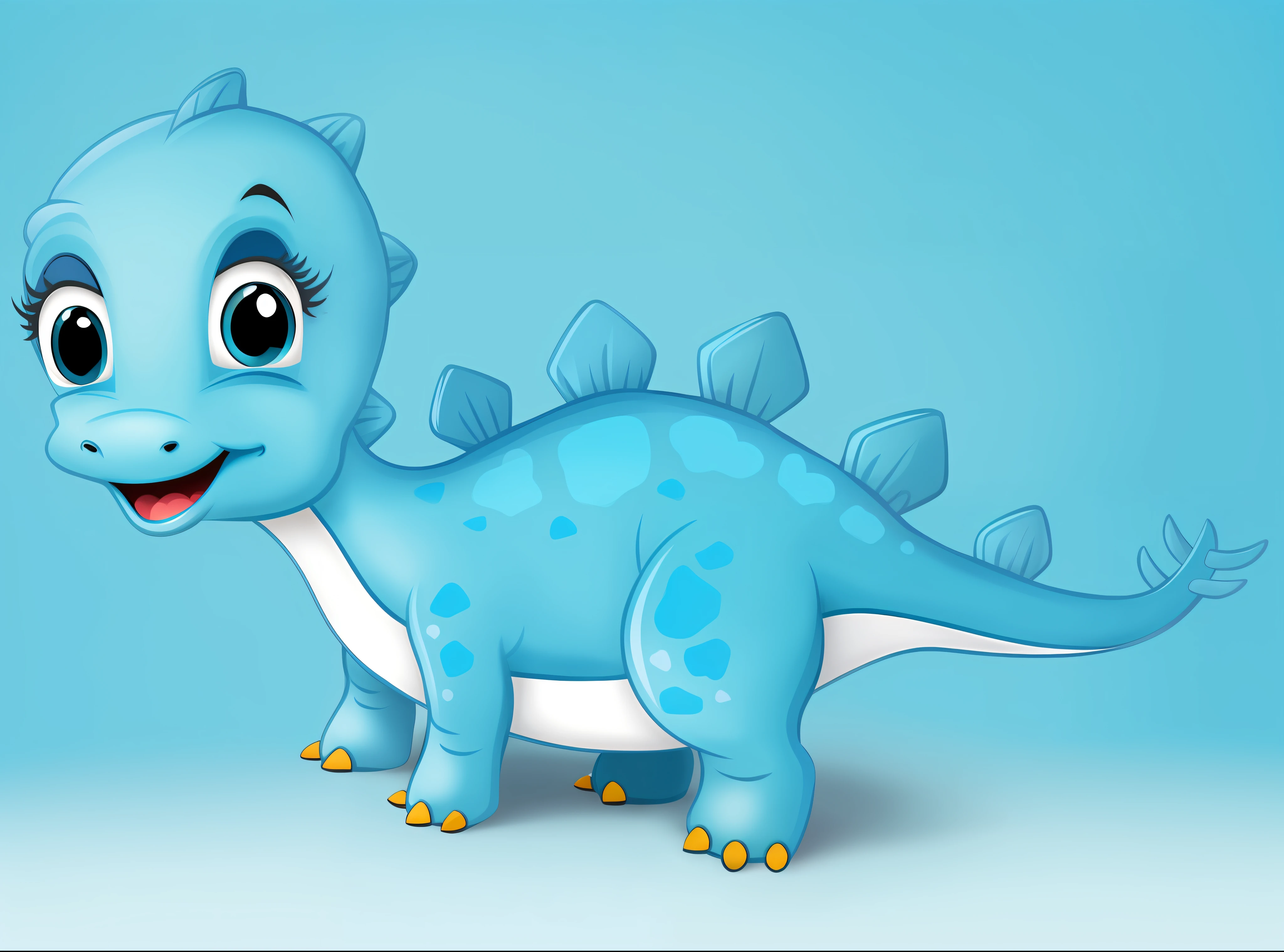 Blue baby dinosaur inviting to birthday party