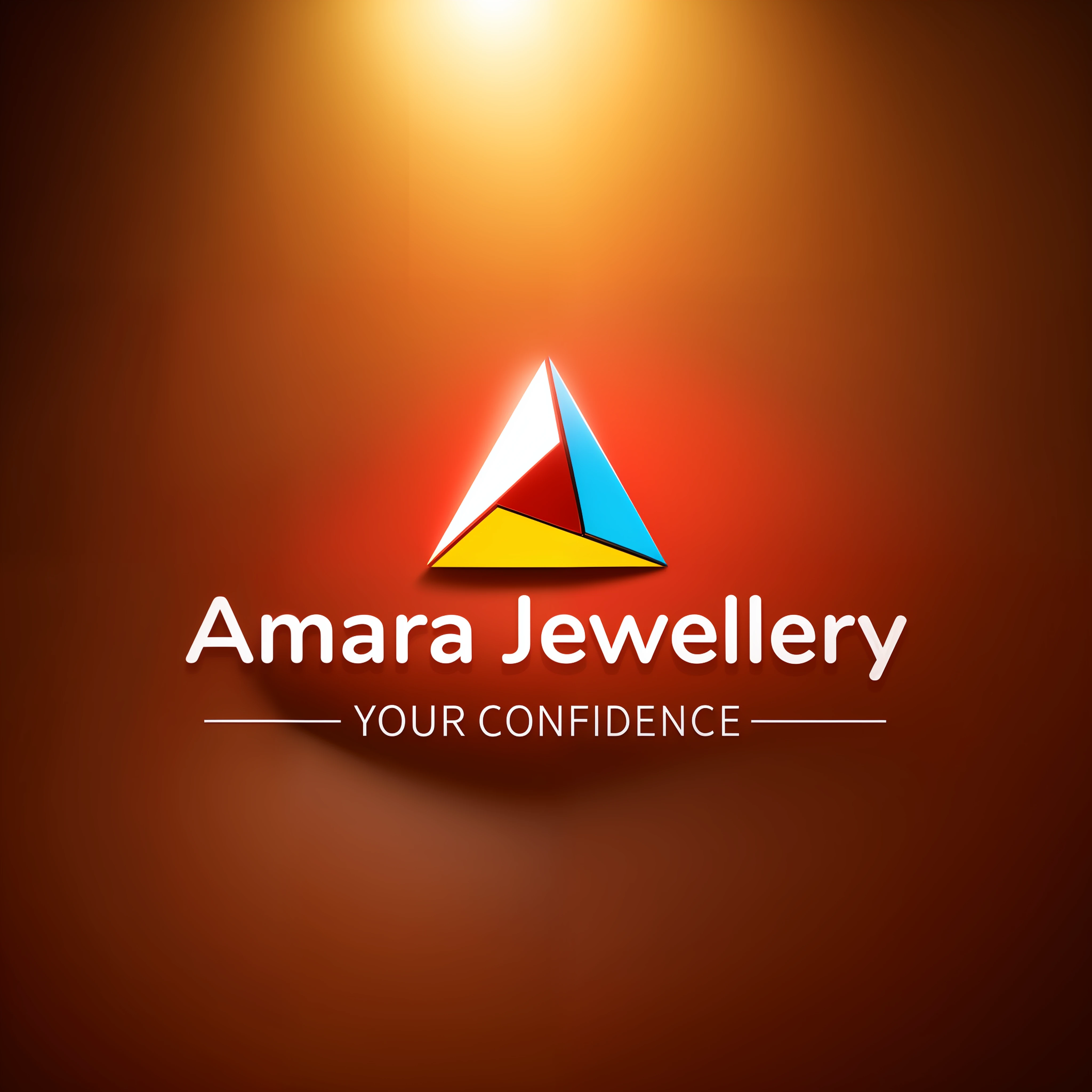A 3D golden logo among lots of ruby and sapphire