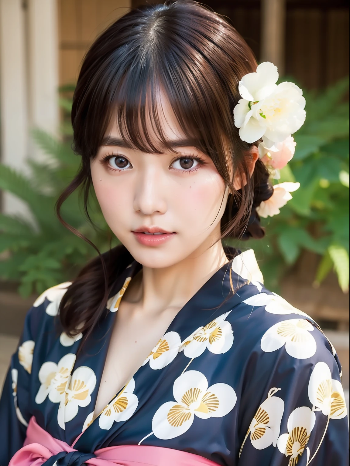 yukata, Japan summer, beautiful girl, sweat, tears, face up