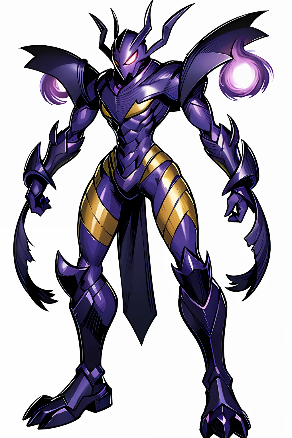 Ghost-Spider from Marvel, frontal, full-length, looking at the camera, facing the audience, standing pose, simple background, three-dimensional light, detailed full-body concept, sleek digital concept art, beautiful full-body concept art, art trend, CGsociety full-length, white background, no humans, digimon