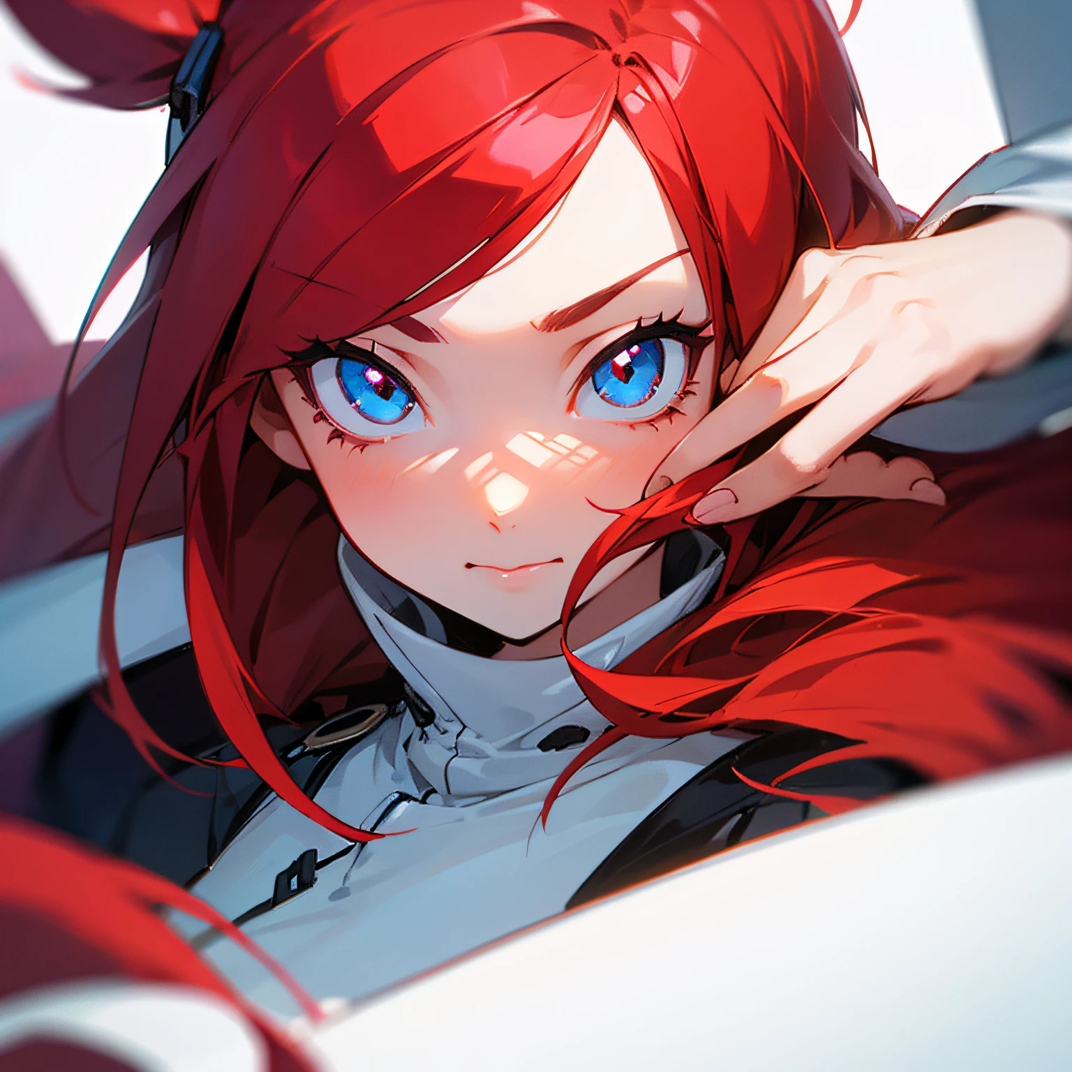 girl, solo, 2D cel animation, pale illustration, cute face, (eyes: 1.4), red hair --auto