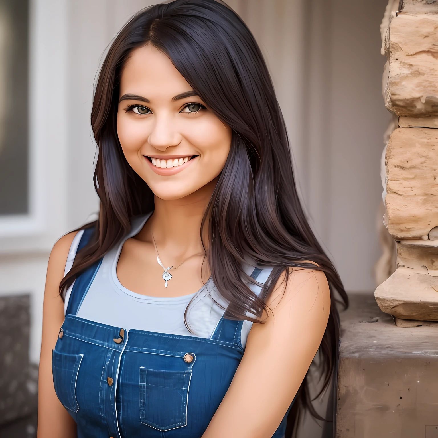 Maria is a woman of average height, with long, dark hair that cascades over her shoulders. Her brown eyes are bright and expressive, conveying gentleness and curiosity. She has a shy smile, which lights up her face and shows her warm personality.

Personality description: Maria is a humble and modest young woman who grew up in a small rural village. She is known for her kindness and generosity, always willing to help others. Mary is an attentive listener and genuinely cares about the feelings and needs of others. She is intelligent and curious, always looking to learn new things and expand her horizons. Despite her humility, Mary possesses an inner strength and determination, which drives her to fight for her dreams and the happiness of those she loves. cORPO FULL