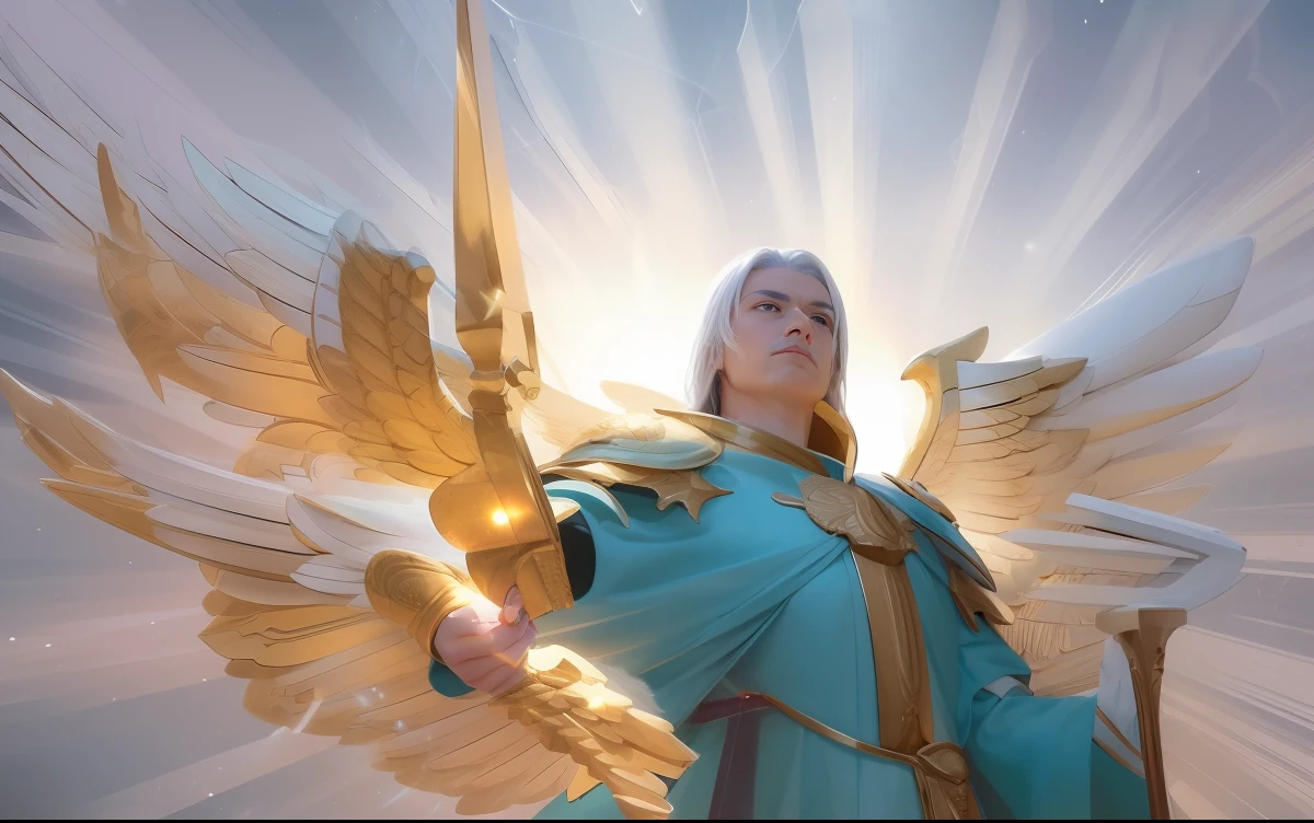 arafed image of a man with a sword and wings, archangel michael, glowing angelic being, archangel, ethereal angelic being of light, angel spirit guide, angelic light, angelic, biblically acurate angel, angel, saint michael the angel, biblical accurate angel, angel in plastic armor, angelical, angel protecting man, super wide angel, angelic features