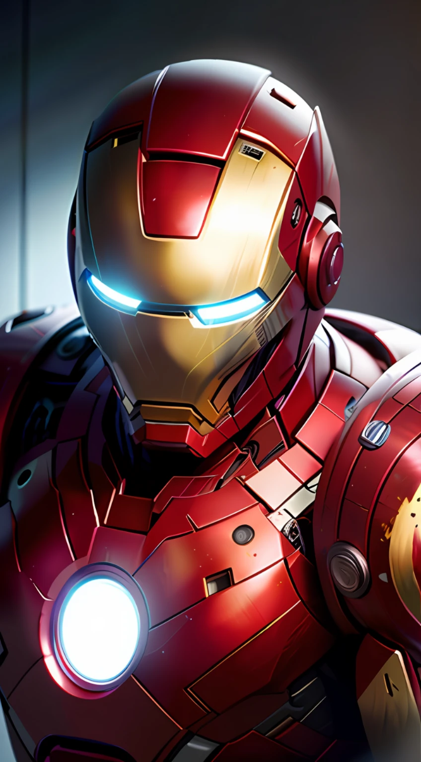 Avengers War Machine stands in a room with glowing eyes and armor, senior Iron Man, portrait of Iron Man, like Iron Man, Iron Man, High Detail Iconic Character, Iron Man, CG Art, Medium Close-up - MCU), Profile Picture, Tony Stark, Cyberpunk Iron Man, Fantastic Expression, Portrait Shoot, Inspired by Tony Sart, Tony Sutter Highly detailed, Iron Armor face portrayal is more detailed