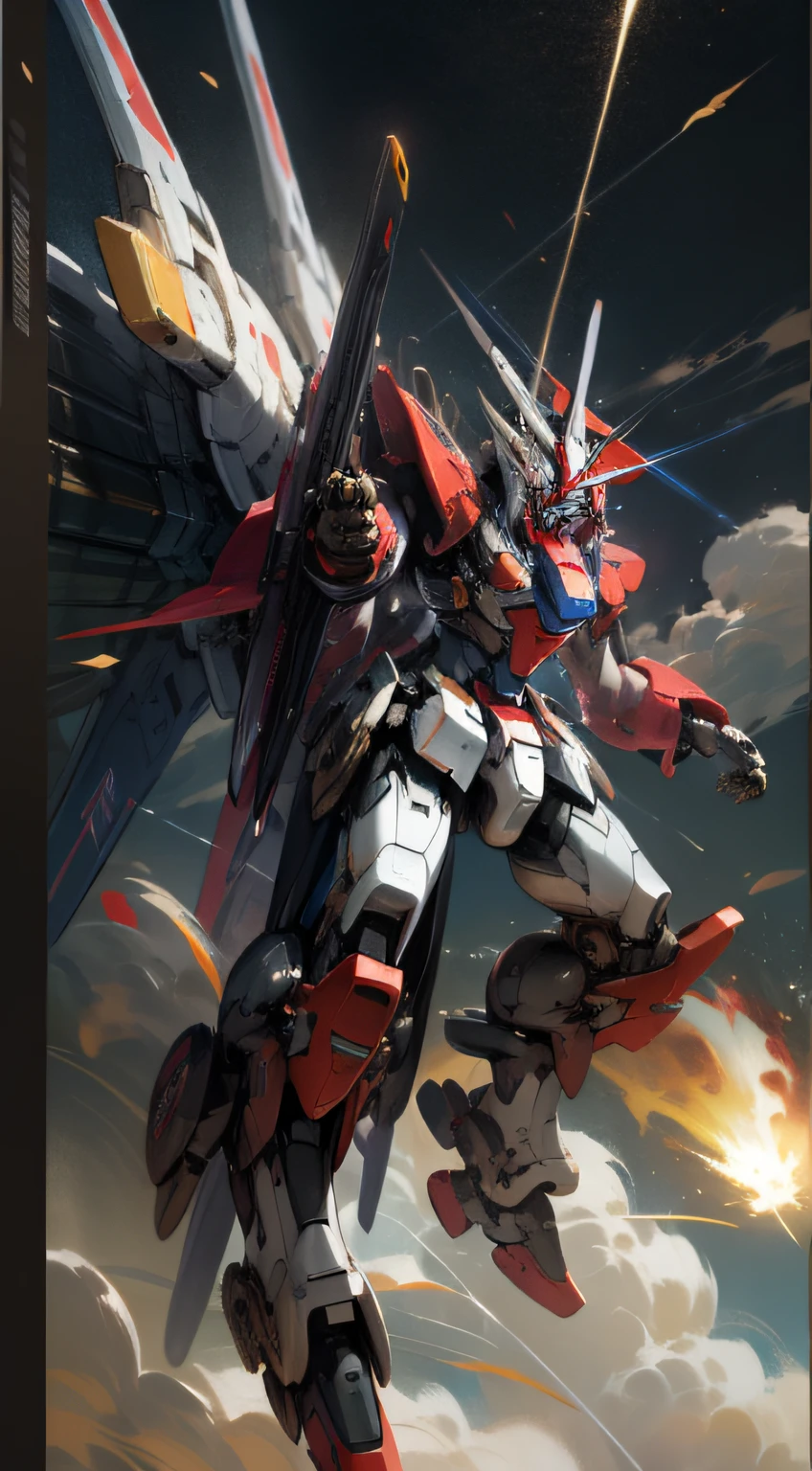 Surrealism, Ray Tracing, Photorealistic, UHD, High Detail, 32k, Best Quality, Textured Skin, Gundam Mecha, Flight, Funnel, Mecha Ship, Masterpiece, Best Quality, Mecha, Unmanned, (Full Body), (Black Mecha: 1.8), (Axisymmetric: 1.4), (HDR), (Movie Light: 1.1), White Eyes, Cool, Science Fiction, Fire, Universe, oversized shield, mecha man overlooking the background of the earth, with laser cannon beams, wars, conflicts, weapons in hand (has a huge weapon: 1.5),
