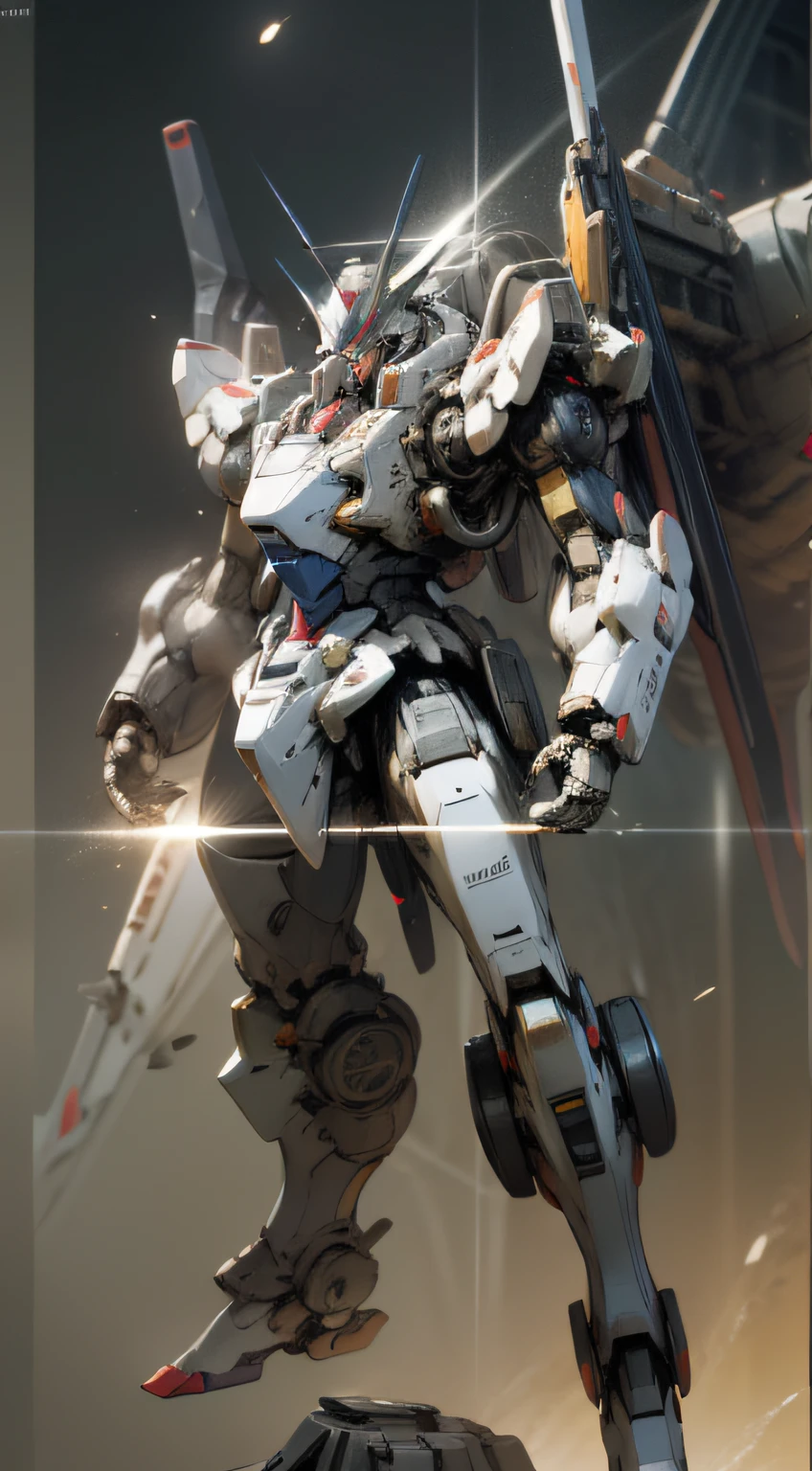 surrealism, ray tracing, realistic, ultra hd, high detail, 32k, best quality, textured skin, gundam mech, flight, funnel, mech ship, masterpiece, best quality, mecha, unmanned, (full body), (black mech: 1.8), (axisymmetric: 1.4), (HDR), (cinematic light: 1.1), white eyes, cool, science fiction, fire, universe, oversized shield, mecha man overlooking the earth background, laser cannon beam, war, conflict, Weapons in hand (with huge weapons: 1.5), accurate simulation of light-material interactions, multi-layer textures, albedo and highlight maps, surface shading, two-color light, large aperture, low ISO, white balance