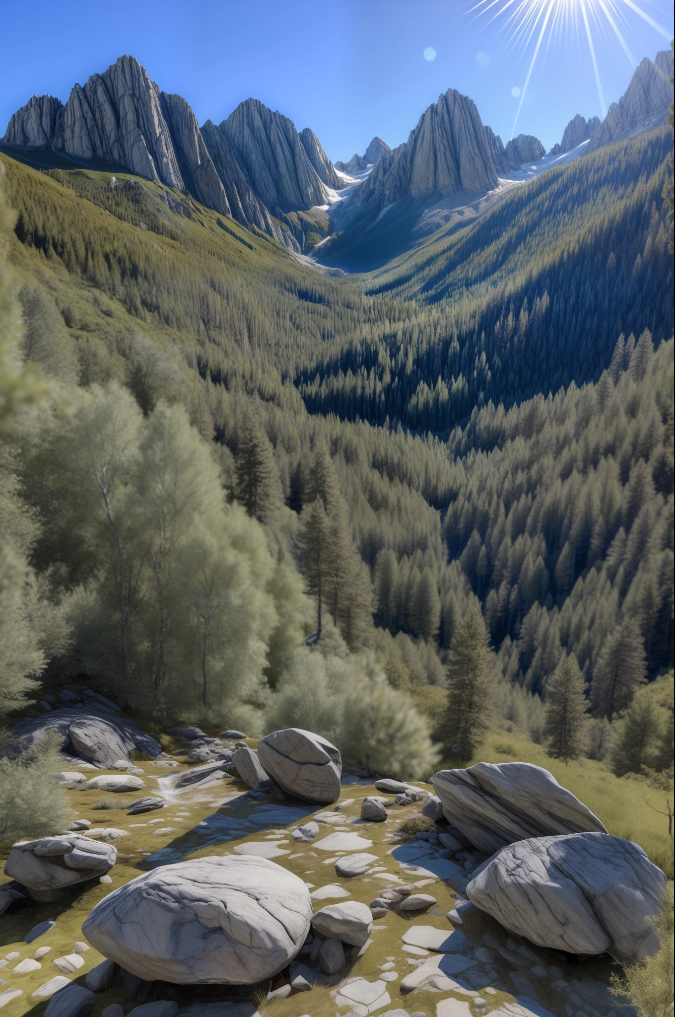 (Masterpiece, Best Quality, High Quality, Highres:1.4), Detailed, Extremely Detailed, Ambient Soft Lighting, 4K,

Outdoors, (Nature, Oak Forest:1.2), (Rocks:1.2), Mountais, Flowers, Plants,