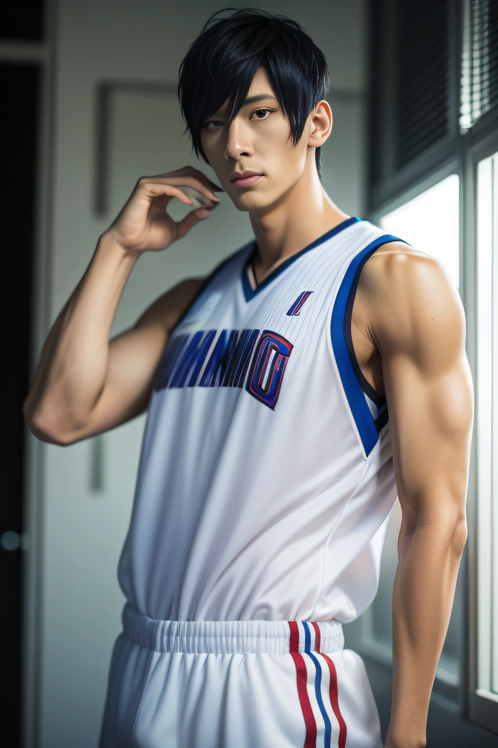 Realistic Aomine Daiki ,black short hair, bulge