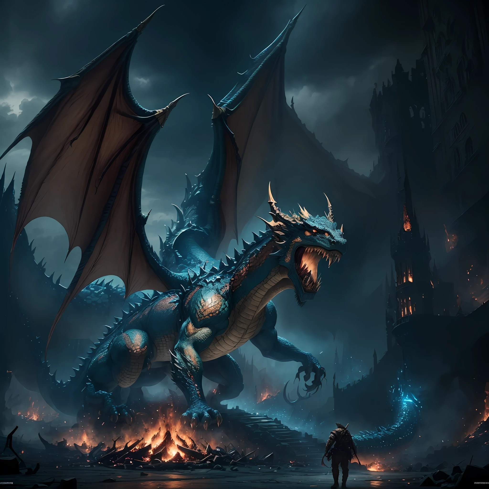 Smaug, the hoobit, the battle of the five armies. Giant dragon with big wings cgi ultra detailed hd 4k --auto