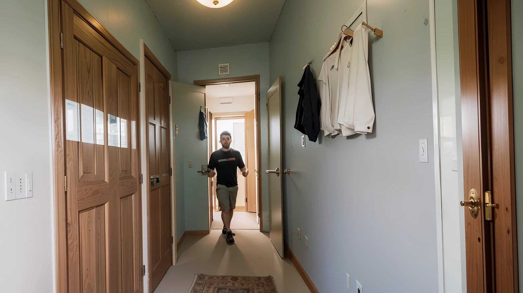 The 30-year-old man pushed the door and walked into his room