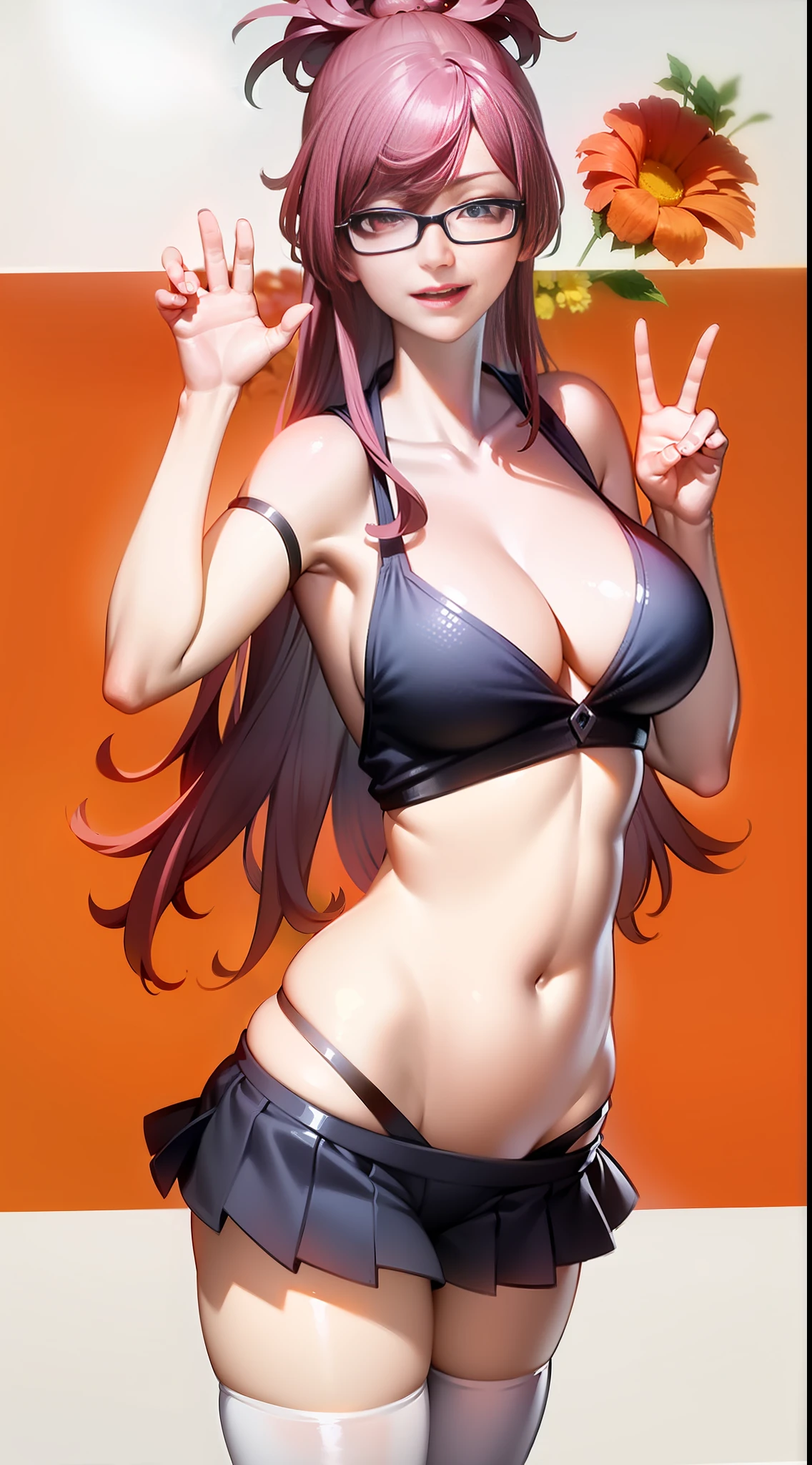 anime character with glasses and a black and white outfit, marin kitagawa fanart, seductive anime girl, cushart kenz, junko enoshima, at pixiv, cushart krenz, sexy pudica pose gesture, yayoi kasuma, top rated on pixiv, zerochan art, (anime girl), ecchi anime style
