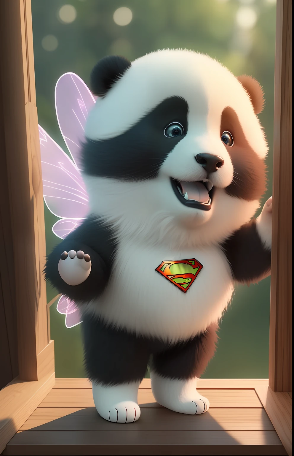 (Masterpiece), (Excellent), (Super Fine), (Full Body: 1.2), Super Cute, , Pixar, Baby Panda, Pajamas,Big Bright, Fluffy, Smile, Delicate, Fairy Tale, Incredibly High Detail, Pixar Style, Bright Color Palette, Natural Light, Simple Background in Solid Colors, Octane Rendering, Trends on Artstation, Gorgeous, Ultra Wide Angle, 8K, HD, Realistic