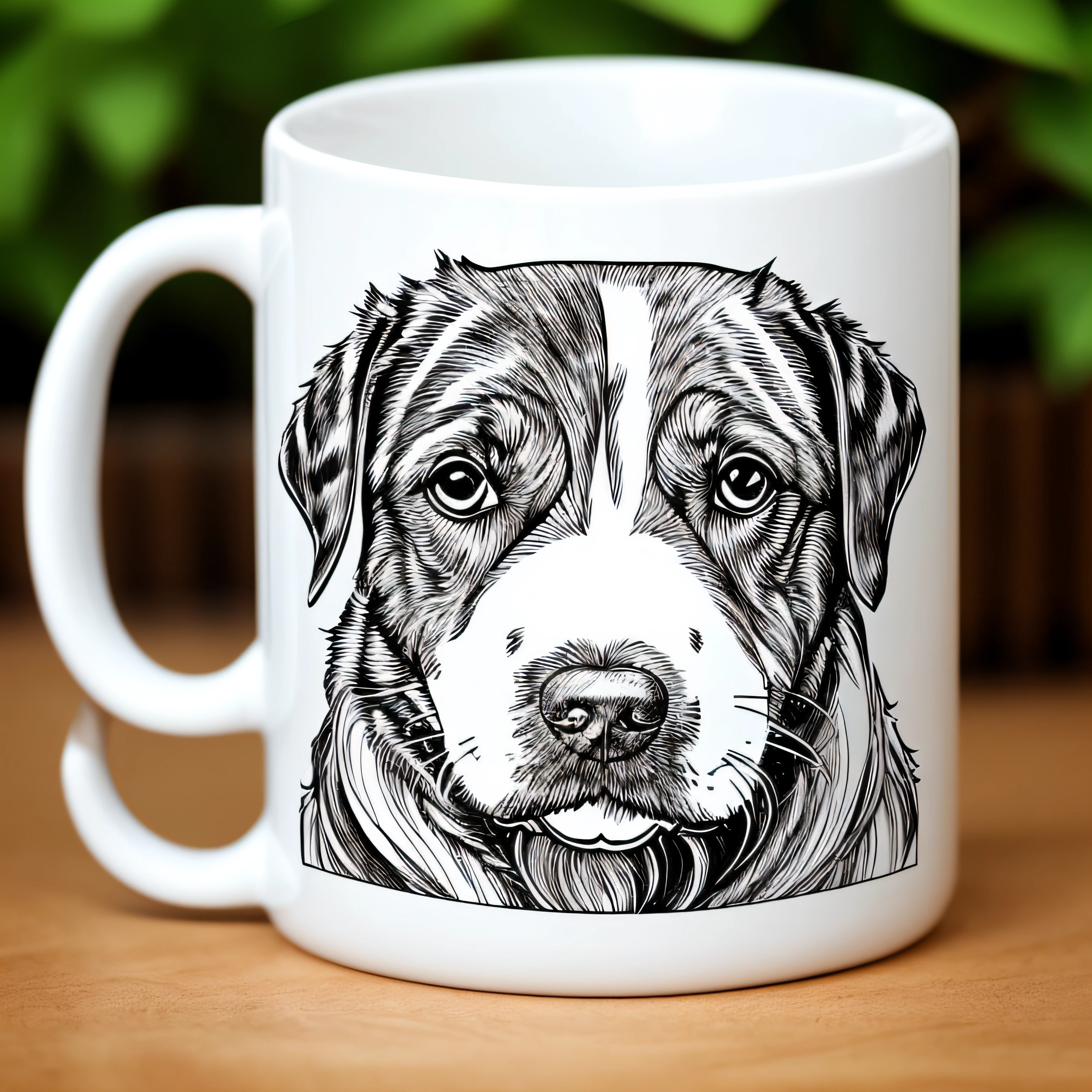 Dogs, line drawings, mug shots, happy, --auto