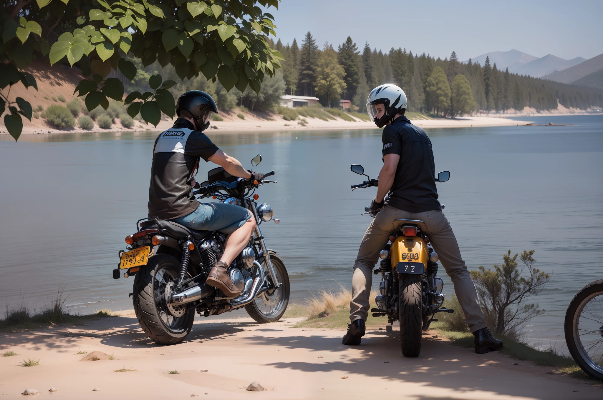 Two friends on their motorcycles