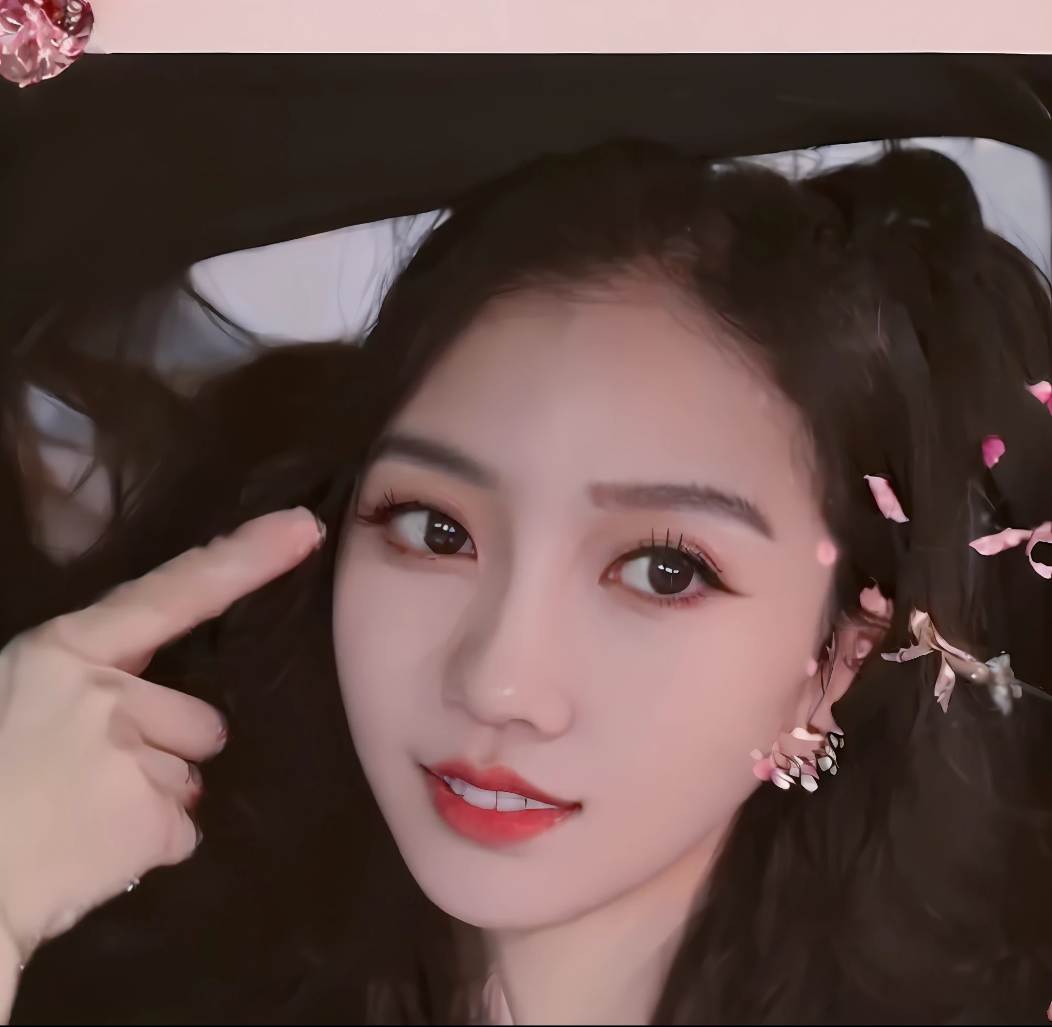 a close up of a woman with a flower in her hair, ulzzang, headshot profile picture, jinyoung shin, jaeyeon nam, jisoo from blackpink, jisoo of blackpink, jossi of blackpink, wan adorable korean face, with cute - fine - face, cooky, ☁🌪🌙👩🏾, park ji-min, heonhwa choe