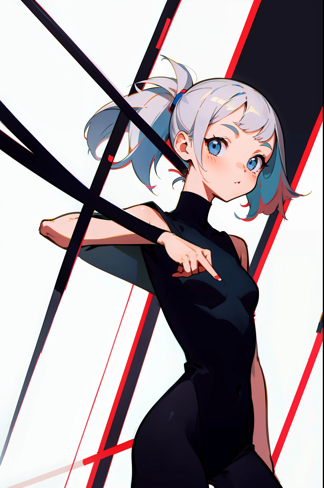 Girl avatar, hand drawn doodles, stick figures, thick lines, low saturation, minimalist, less details, q version, flat, simple background