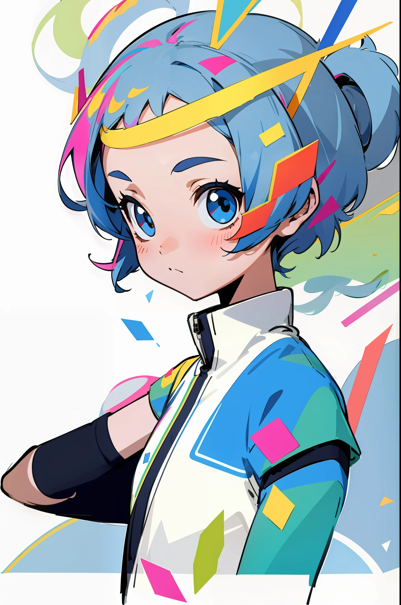 Girl avatar, hand drawn doodles, stick figures, thick lines, low saturation, minimalist, less details, q version, flat, simple background