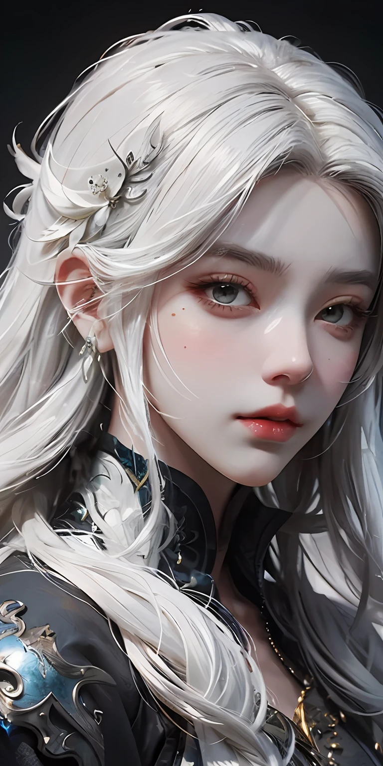 a close up of a woman with white hair and a white mask, beautiful character painting, guweiz, artwork in the style of guweiz, white haired deity, by Yang J, epic exquisite character art, stunning character art, by Fan Qi, by Wuzhun Shifan, guweiz on pixiv artstation