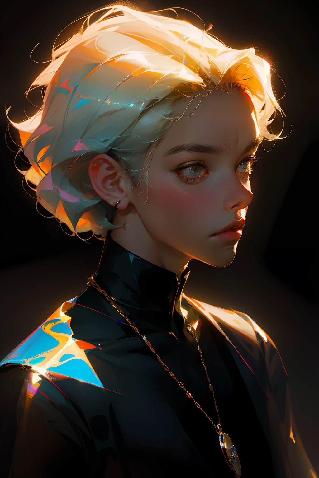 1boy, korean boy, Kpop style, hiphop, portrait, deep dark shadows, cinematic lighting, (1boy:1.3), happy, edgy, beautiful man, crazy, (holographic toy cars in the background), (toy car), playful, The highest quality, the perfect masterpiece, perfect art, 8K, (upper body portrait: 1.5), (((seen from side: 1.2))), close-up lens, strong face, Brownhaire boy, (hakuhatsu: 1.3), curly hair boy, (((male character))), (black background: 1.3), pearl illusion, cyberpunk boy, fashion trend (((1boy))), 3s material, high definition, detail representation, c4d, 3D, octane rendering, ray tracing, complex details, animated lighting, OCrenderer, 8k, oil painting, John Singer Sargent, Chiaroscuro, J.C Leyendecker, digital art, classical art, Renaissance style (SevenWonders:1),