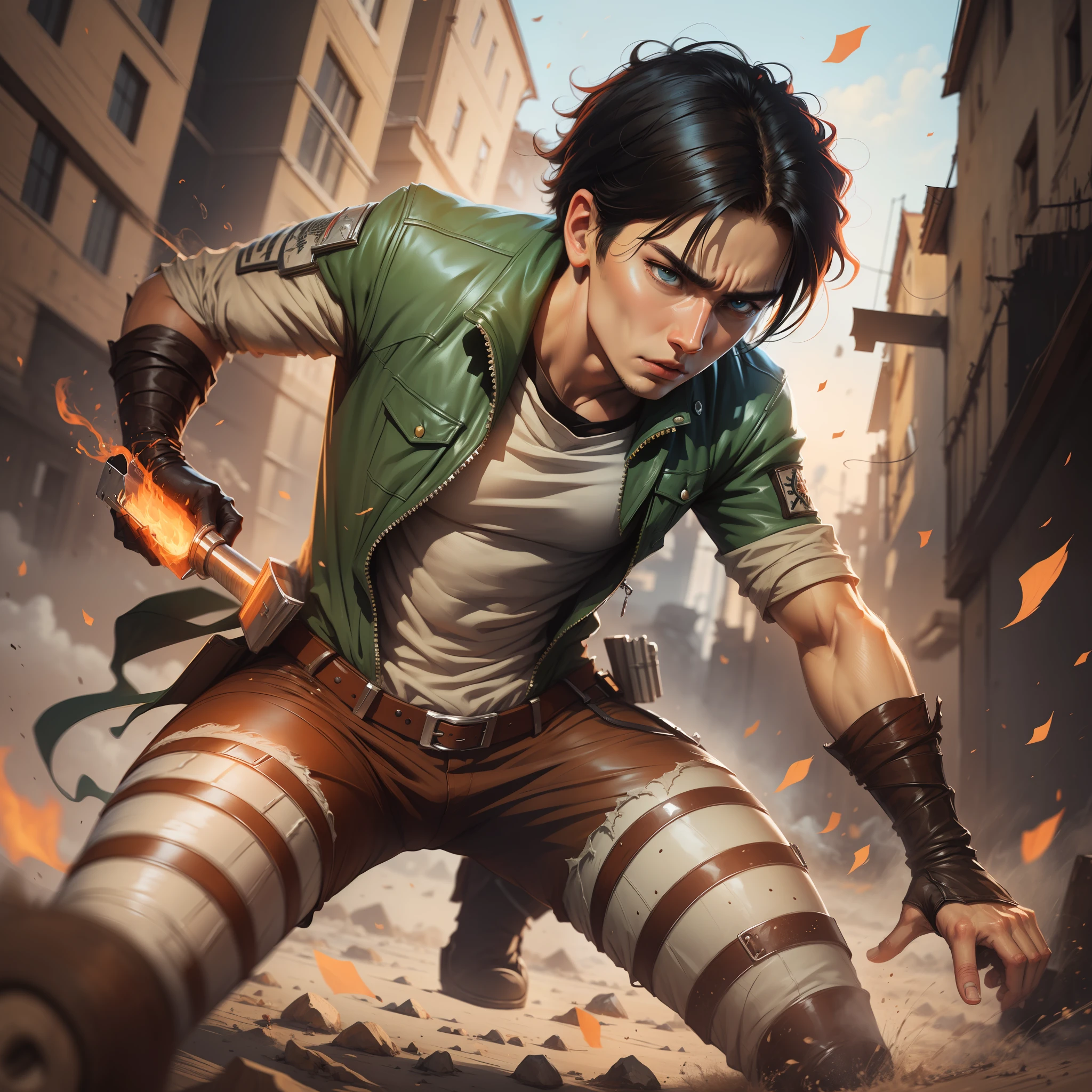 "Eren Yeager, Shingeki no Kyojin, Survey Corps, anime, detailed, HD, 4K"