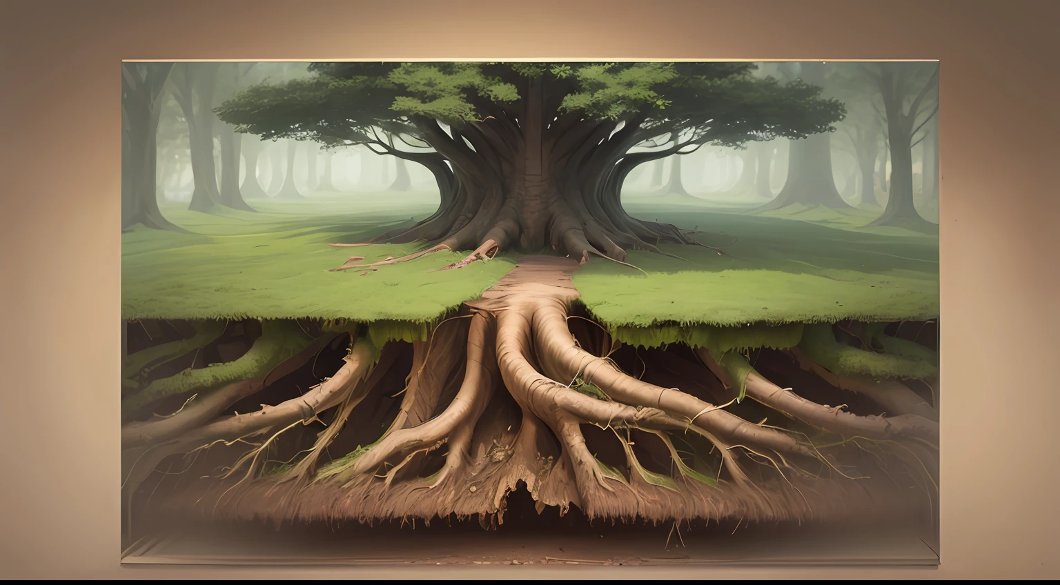 root of a flat tree from corner to corner