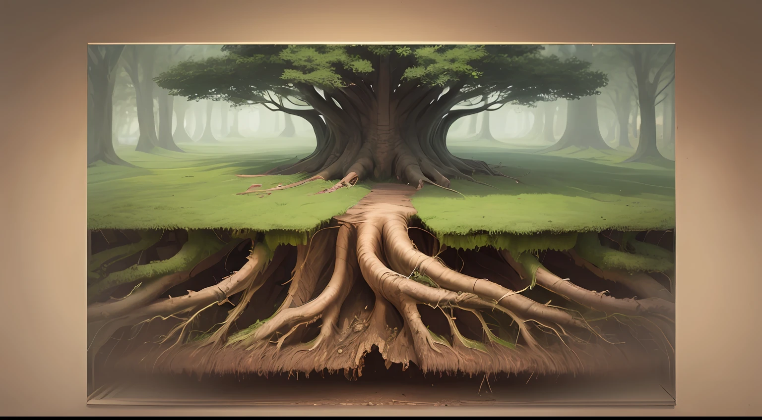 root of a flat tree from corner to corner