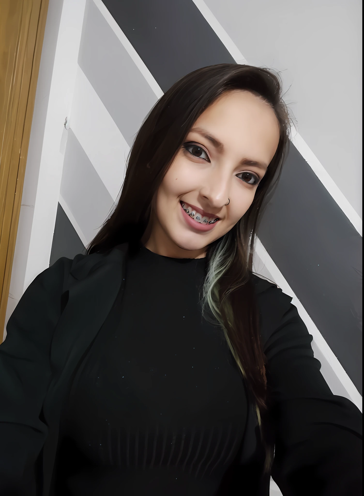 there is a woman that is smiling and holding a banana, 18 years old, 19-year-old girl, 1 6 , slight cute smile, pretty smile, she is smiling, beautiful and smiling, lovely smile, perfect smile, naughty smile, she is about 1 6 years oldna radziej, with a beautifull smile