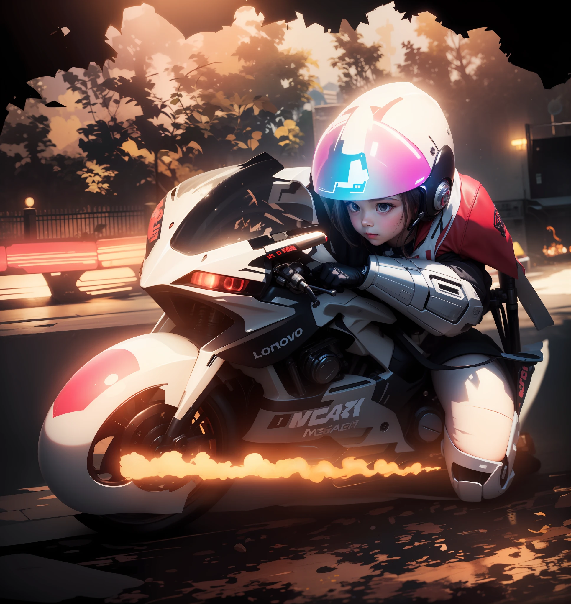6--old l with no chest and arms naturally resting on the handlebars of the motorcycle